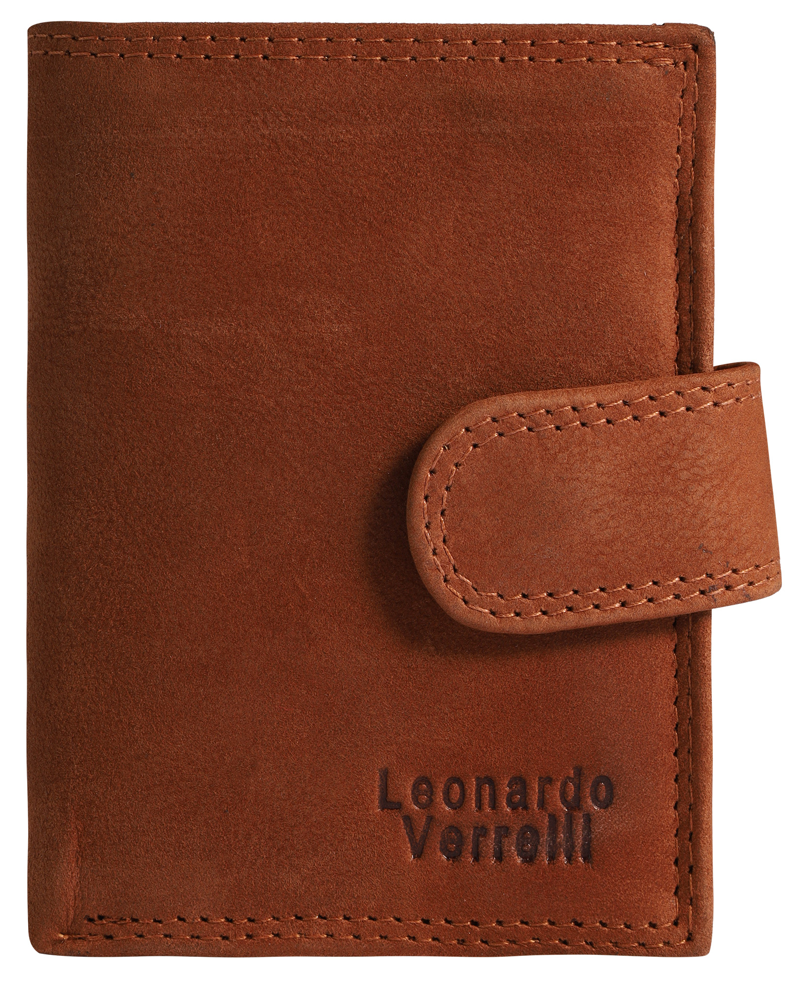Leonardo Verrelli Echtleder (vintage) Geldbörse mit Pop-up-Kartenhalter, RFID, braun