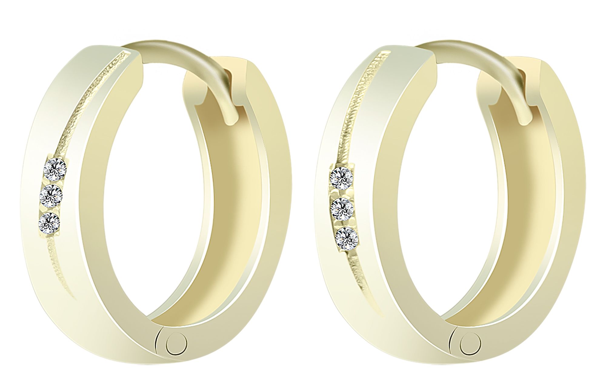 585/- Gold "Altje" Klapp-Creolen, Zirkoniabesatz, 14 Karat, Gelbgold