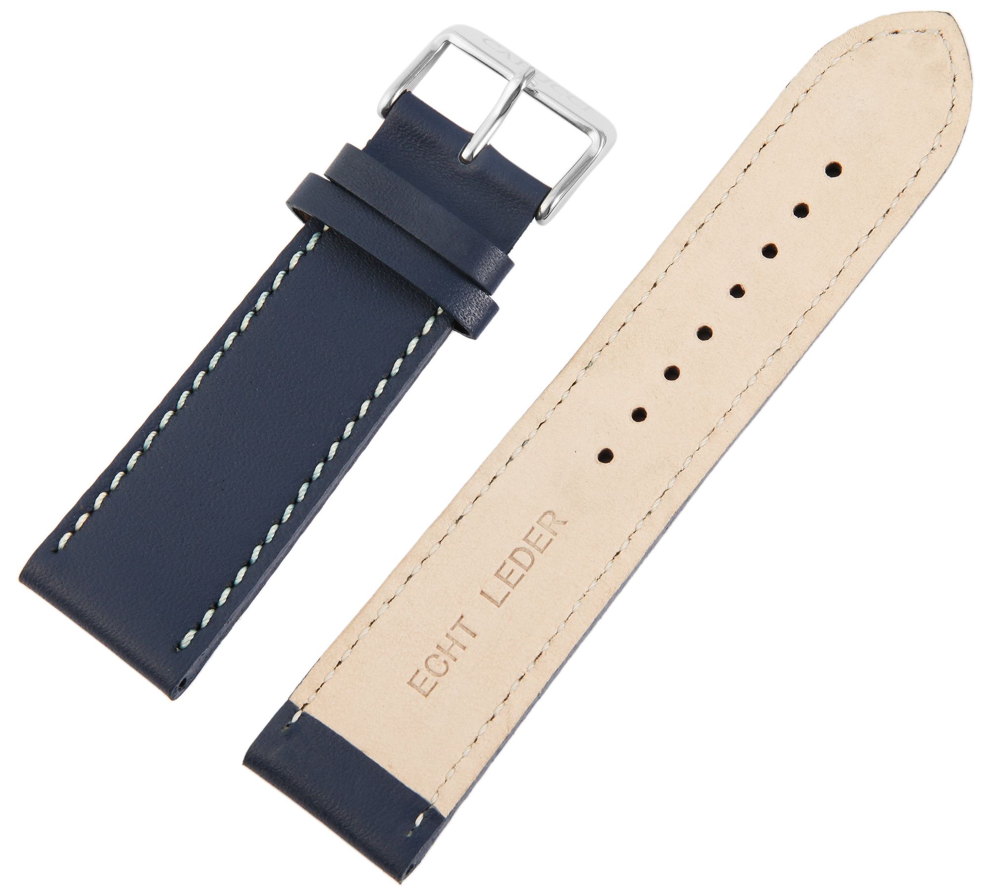 Carucci Echtleder-Uhrenarmband, dunkelblau, 24 mm