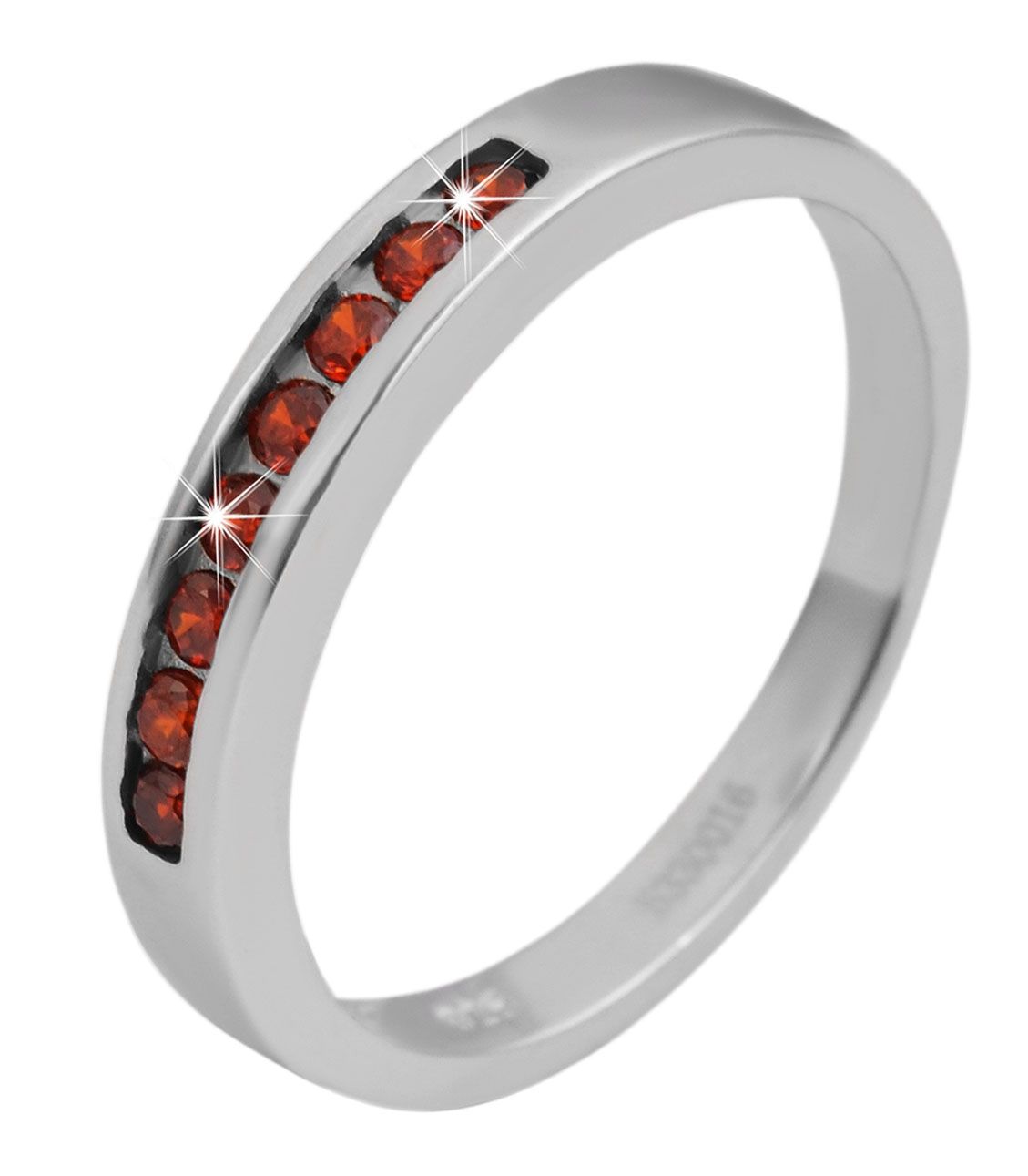 925 Echt Silber Ring mit roten Zirkoniasteinen, 925/rhodiniert, Gr. 52