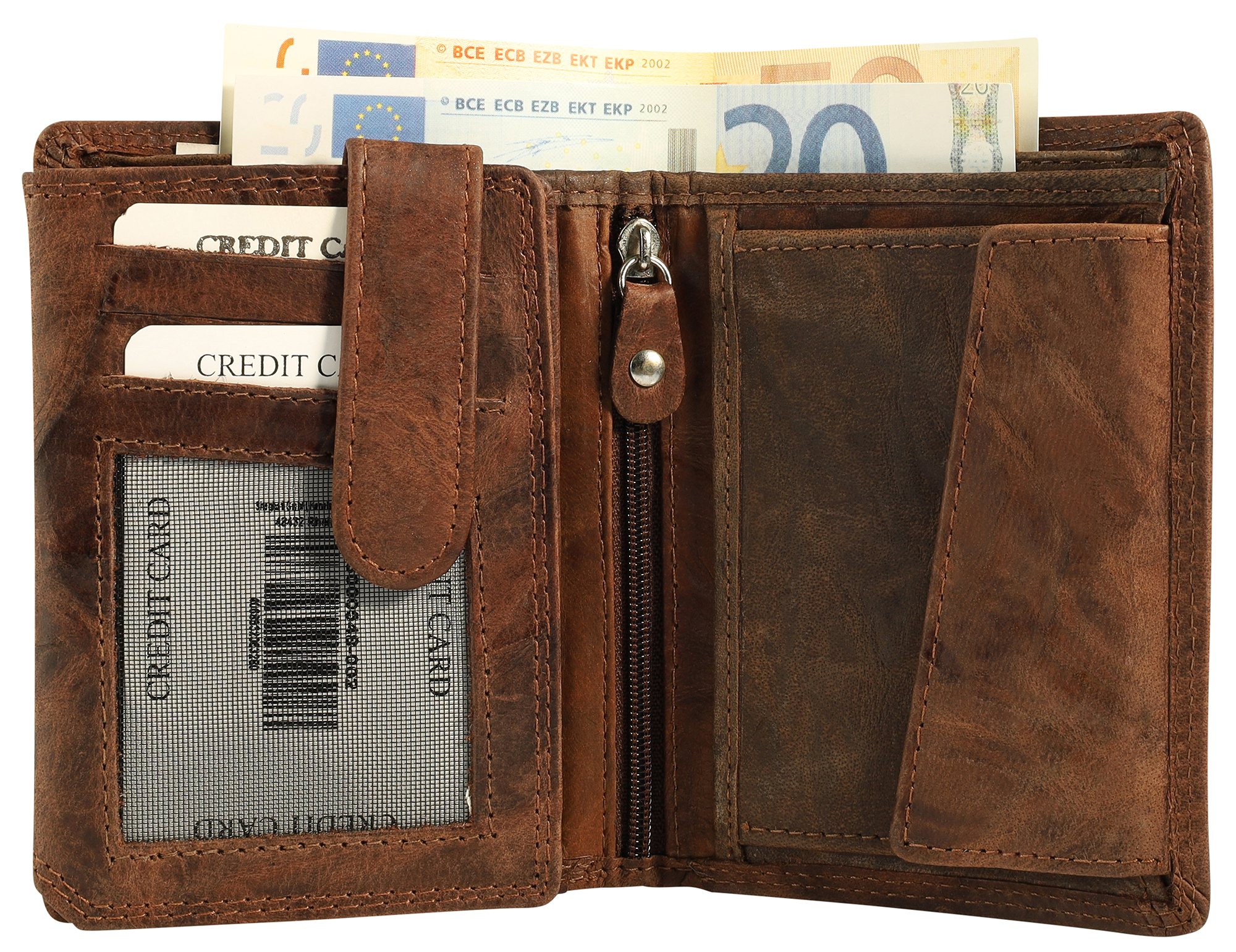 Akzent Echt Leder  Geldbörse, Hochformat