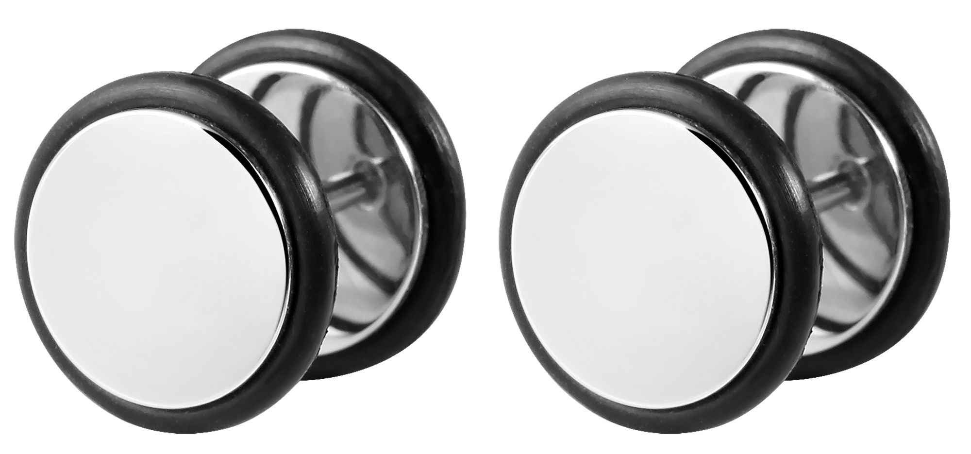 "Camilo" - Fake Plugs mit Schraubverschluss, Edelstahl, silberfarben