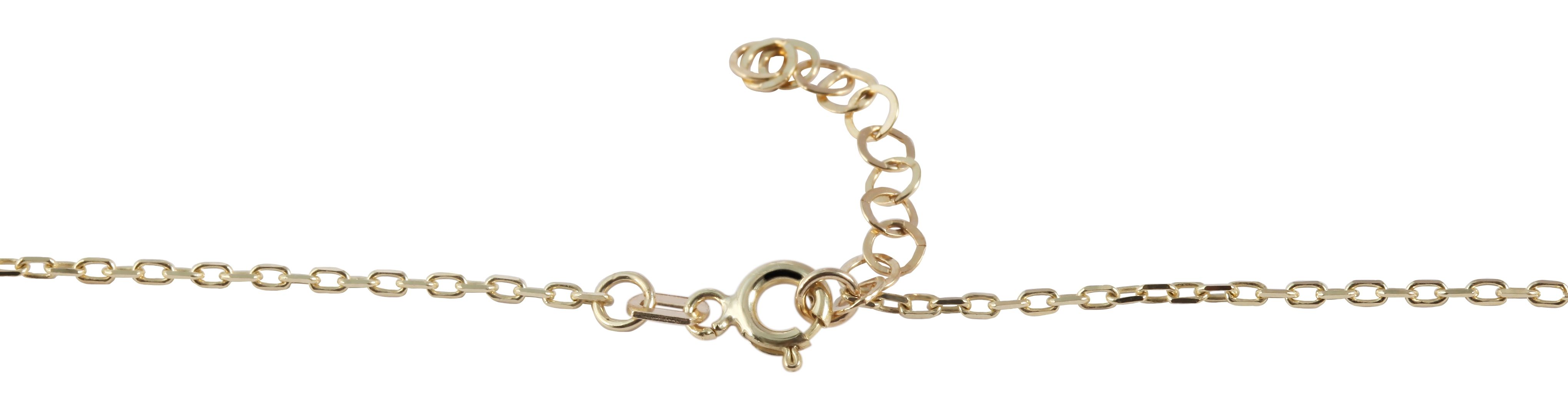 333/- Gold "Ailien" Kette mit Anhänger, Herz, Zirkoniabesatz, 8 Karat, Gelbgold