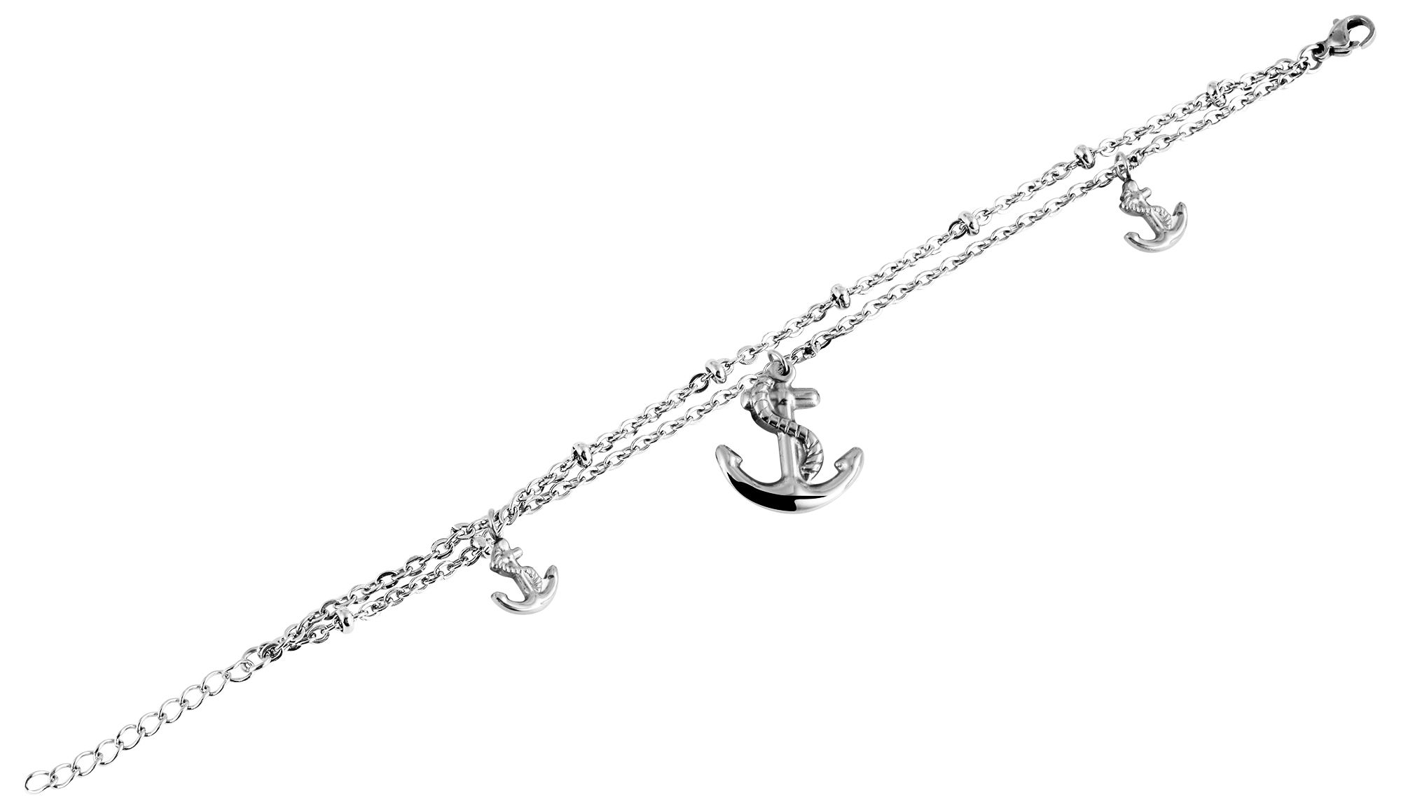 Akzent Armband aus Edelstahl, Anker, silberfarben