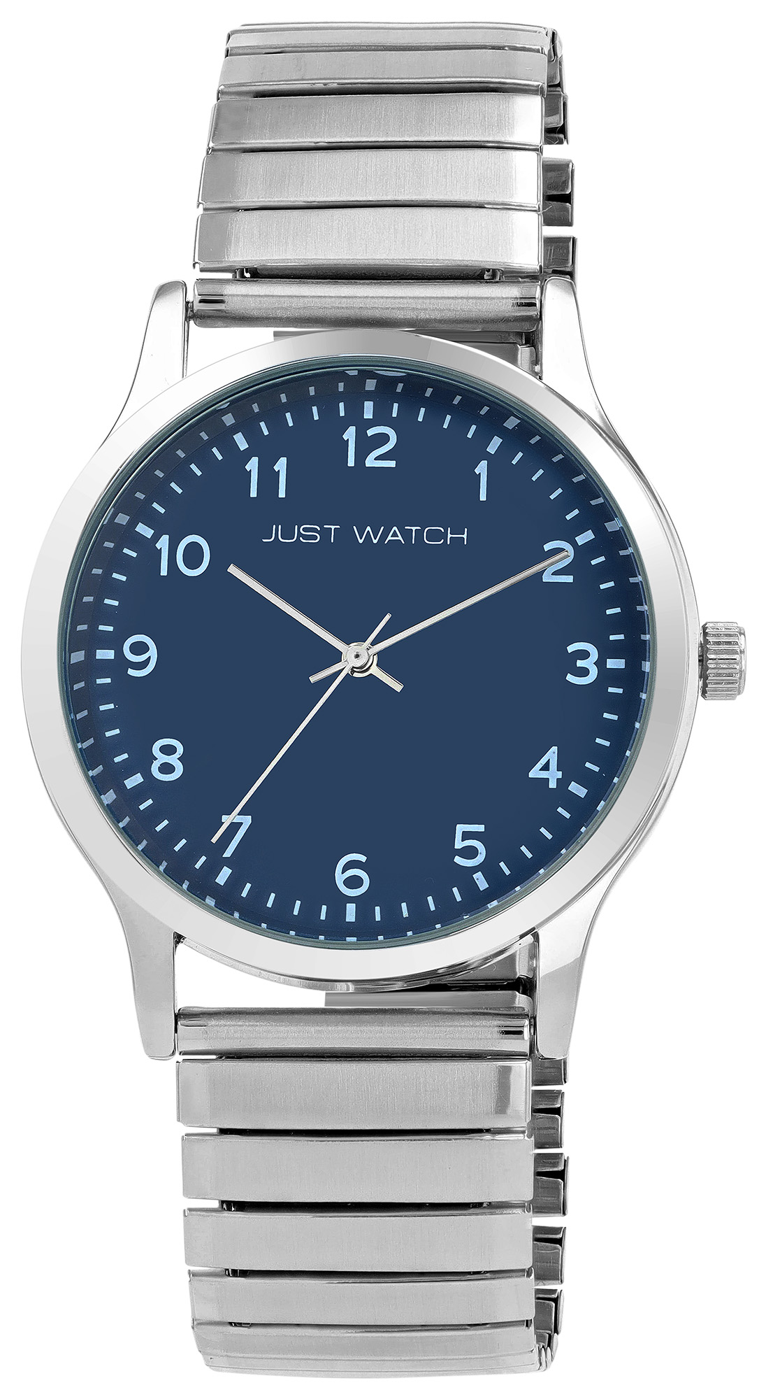 Just Watch "Ferdinand" Herrenuhr Ø 39 mm mit Edelstahl Zugband, silberfarben/ blau