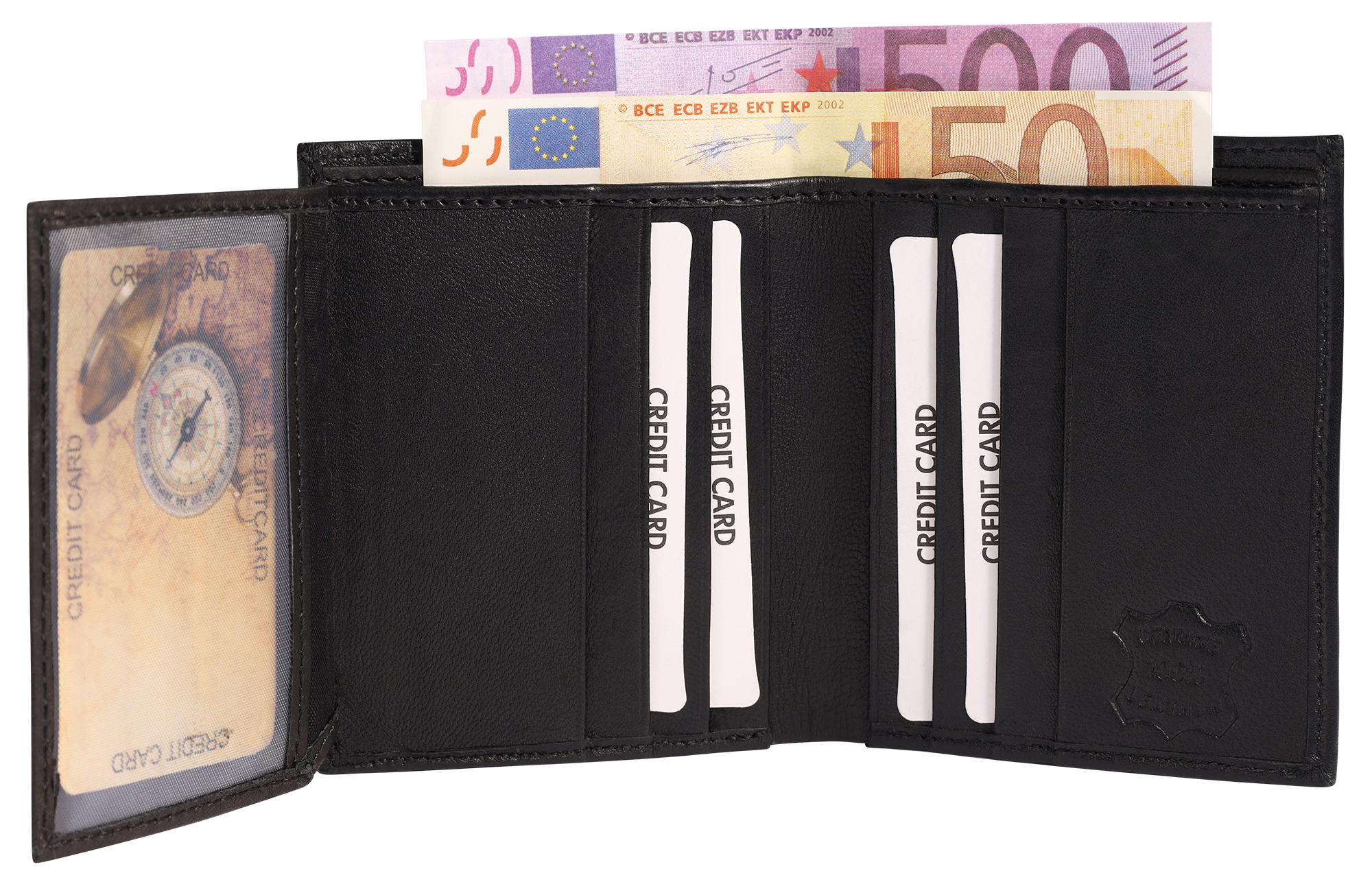 Persopolis Echtledergeldbörse, Hochformat, schwarz