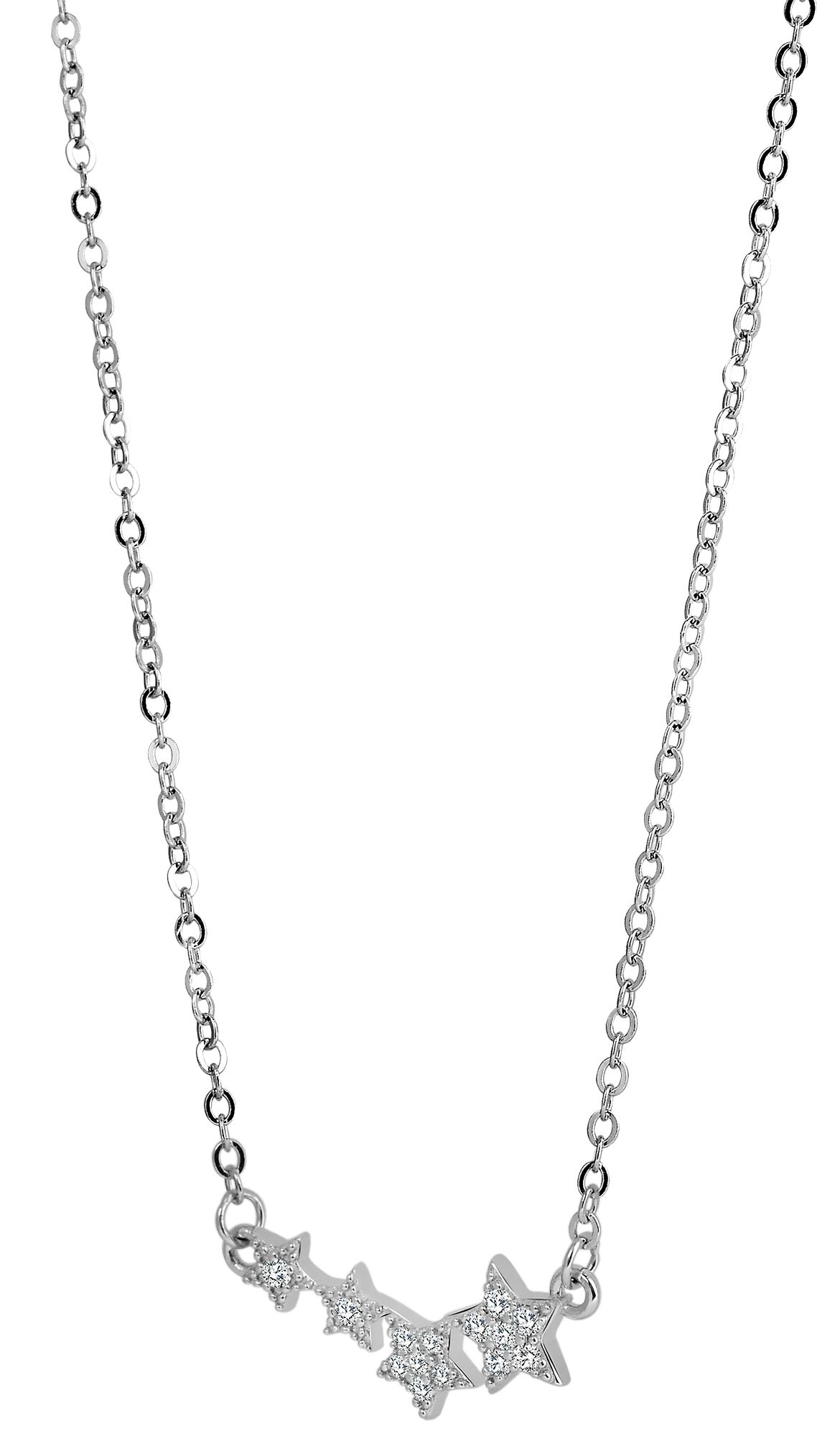 925/- Echt Silber Halskette mit Sternmotiven "Helena", 925/rhodiniert