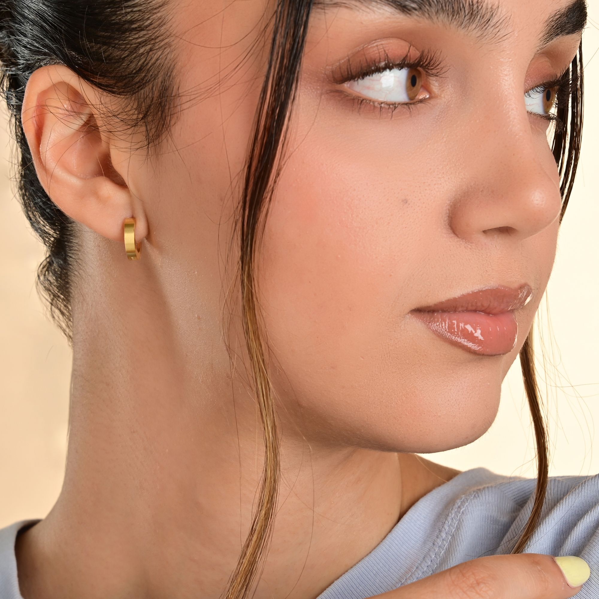 "Inu", Edelstahl Creolen, Ø 9mm/ 3mm, goldfarben