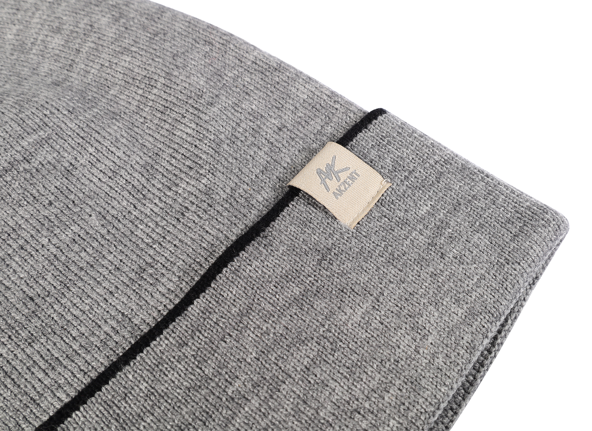 Akzent Strickmütze (mit Umschlag) für Herren, VE-4, grau