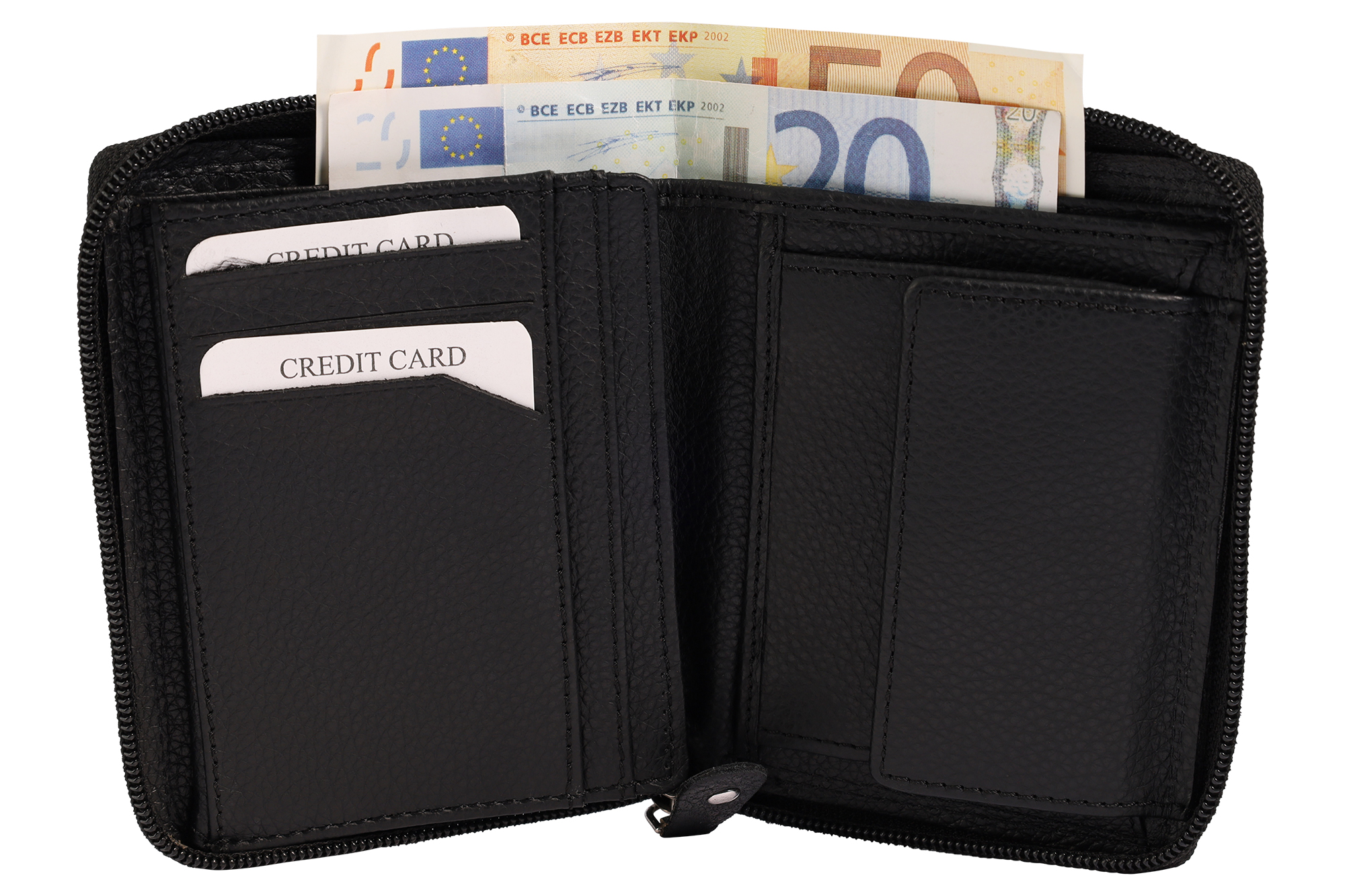 Excellanc Damen Geldbörse aus Echtleder (Nappa), RFID, Hochformat, schwarz