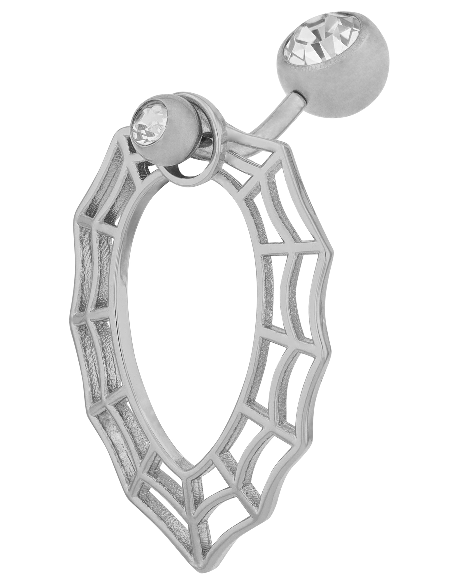"Elena" Edelstahl-Bronze Bauchnabelpiercing, Stablänge 11 mm/ Stabstärke 2 mm, Zirkonia, silberfarben