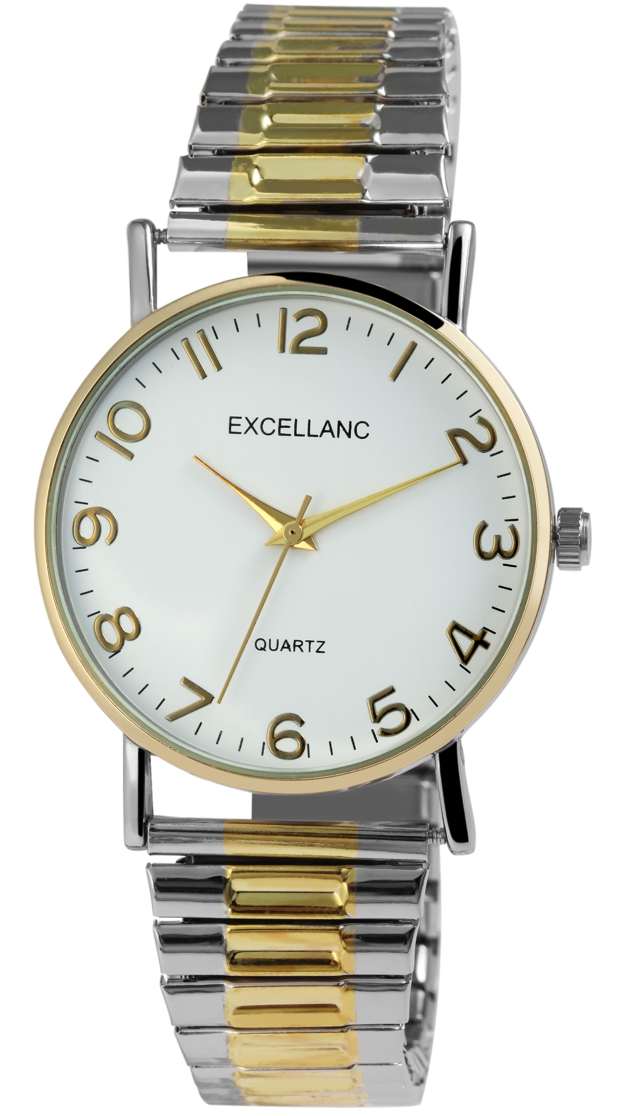 Excellanc Damenuhr mit Edelstahlzugarmband, silber - & goldfarben