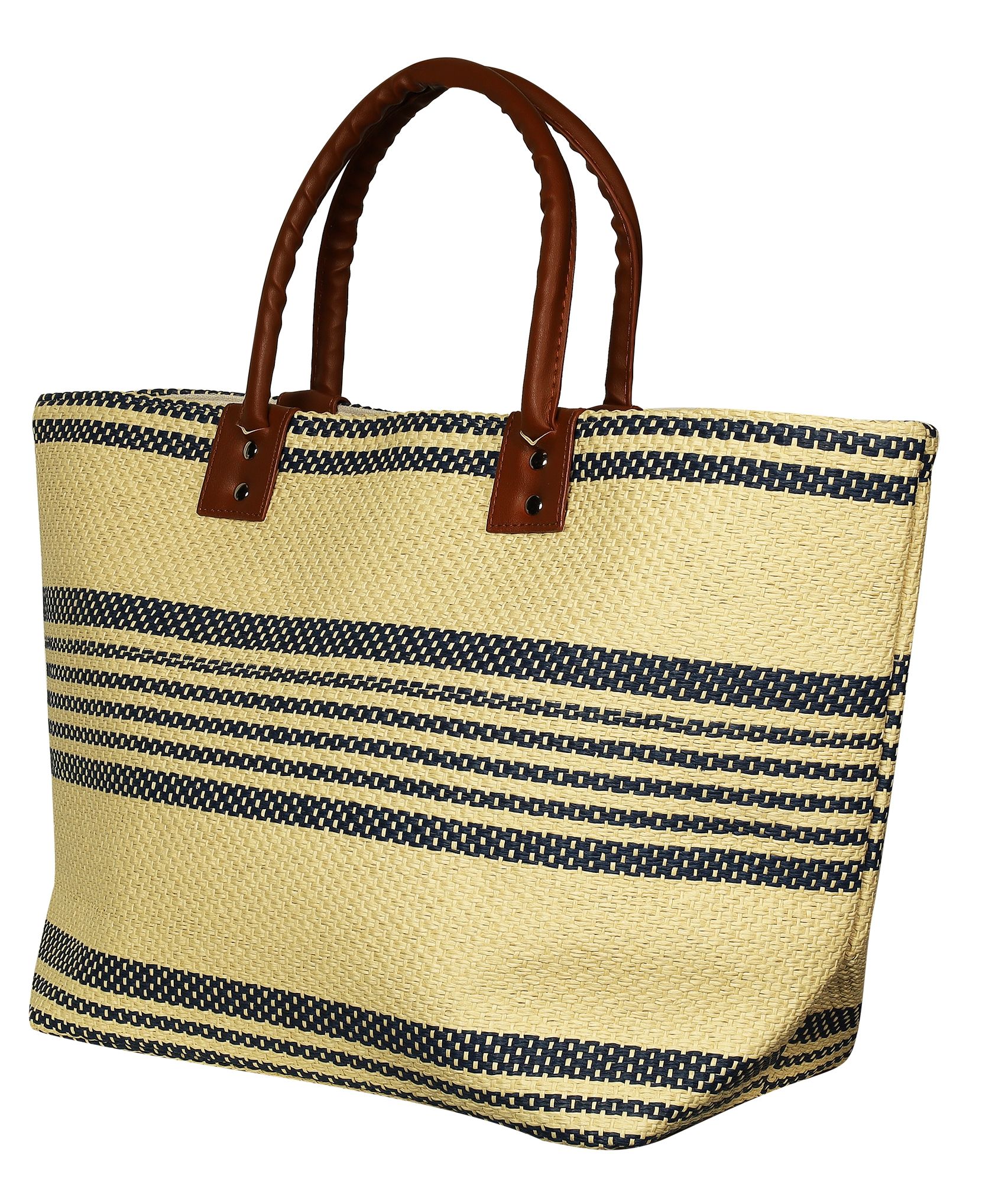 Damentasche/Strandtasche aus Stroh, gestreiftes Design