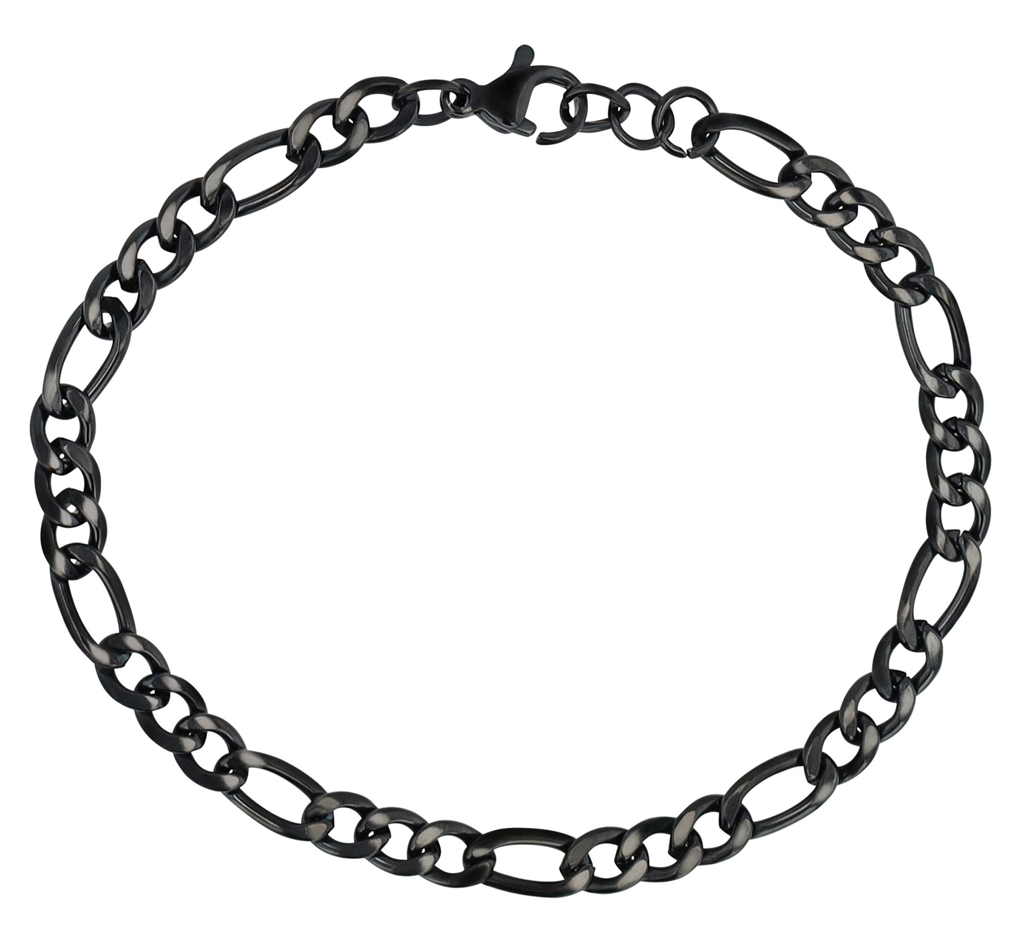 "Clarinha" Figaro-Armband aus Edelstahl, 18 cm/ 4,5 mm, schwarz