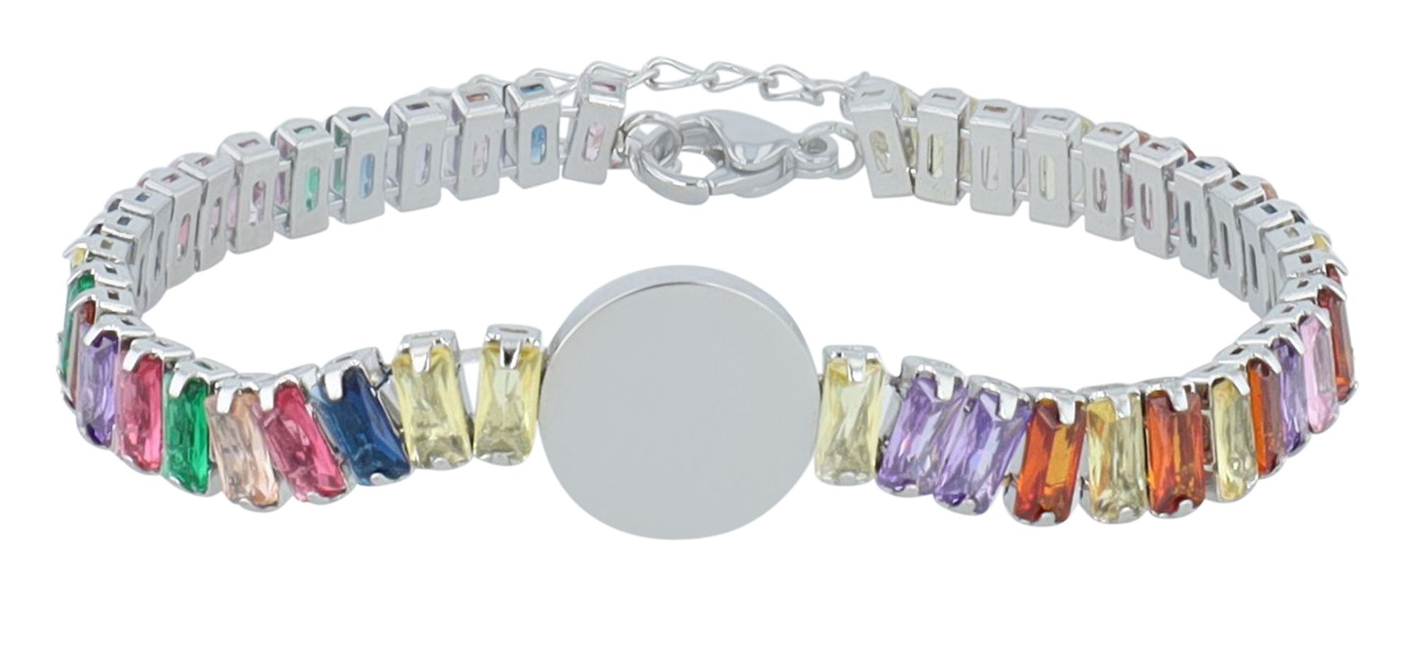 Akzent Armband "Alexa", Edelstahl & Zirkoniasteine, Gravurplatte, silber- oder goldfarben