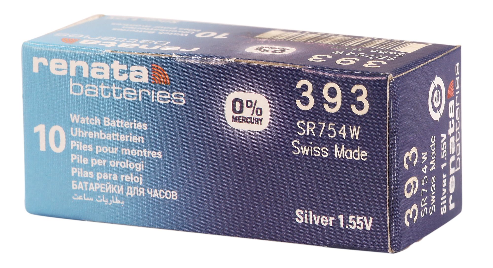 RENATA Silberoxid-Knopfzellen, 0% Quecksilber, 10 Stk., R393 (SR754W), 1,55 V