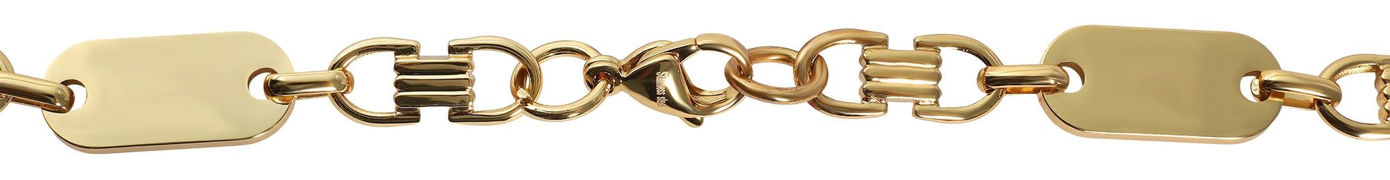 "Bent", Edelstahl Plattenkette, goldfarbig, 55 cm/ 10 mm