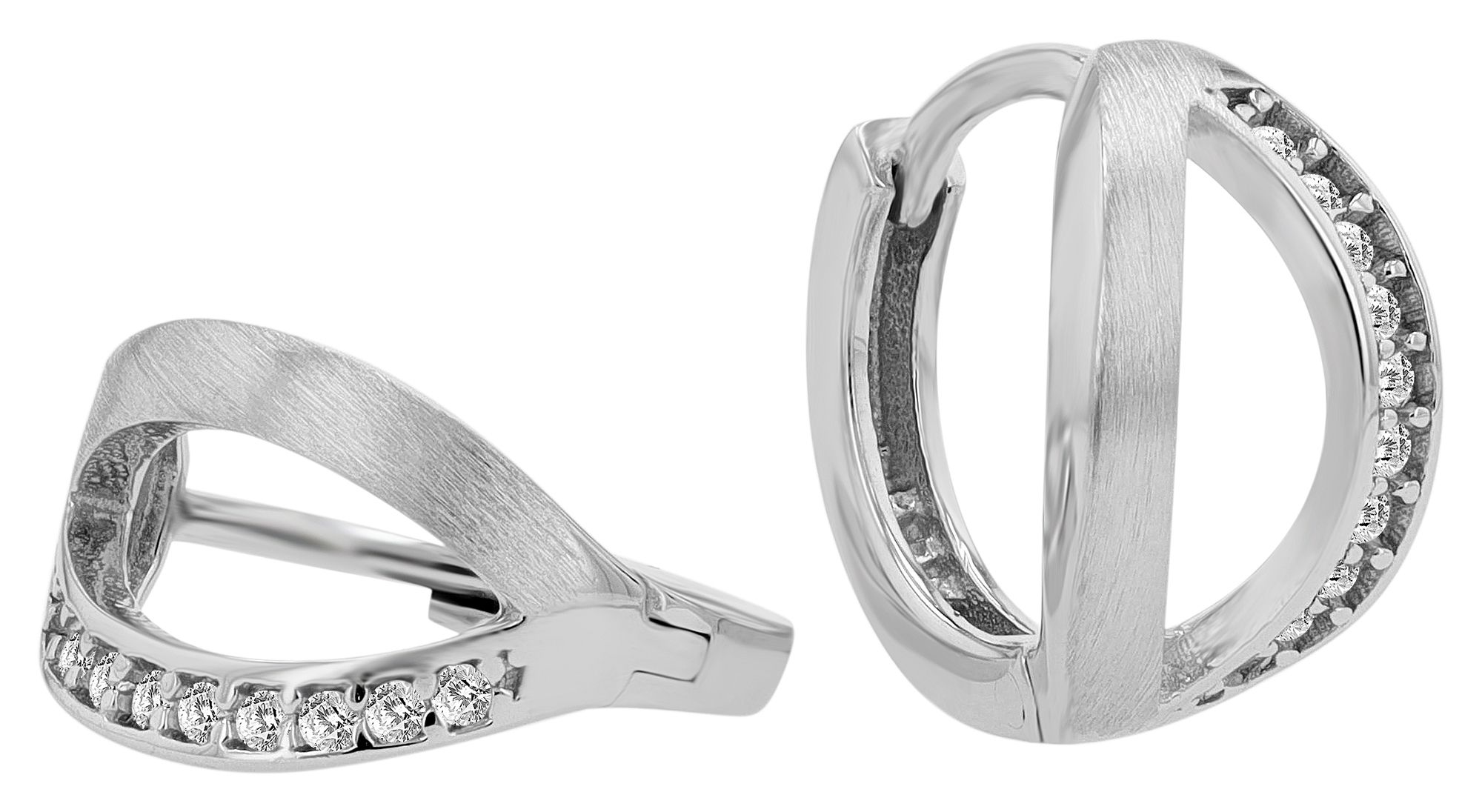 925/- Echt Silber Klapp-Creolen "Oleandra", matt/poliert