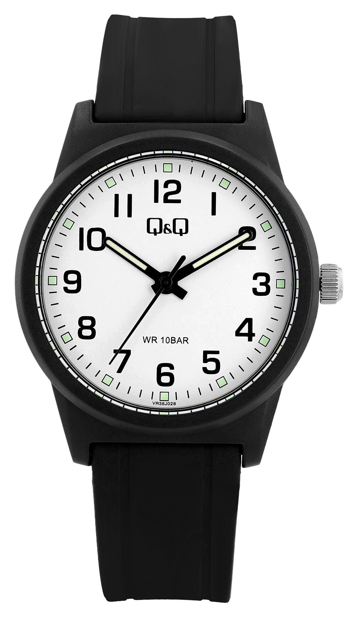 Q&Q Herrenuhr, Resinband, Ø 40 mm, schwarz/ weiß