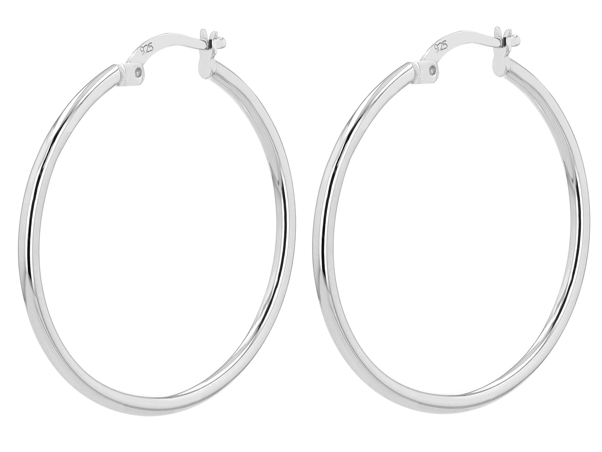 925/- Echt Silber Creolen "Ninfea", schlicht, rhodiniert, Ø 20 mm