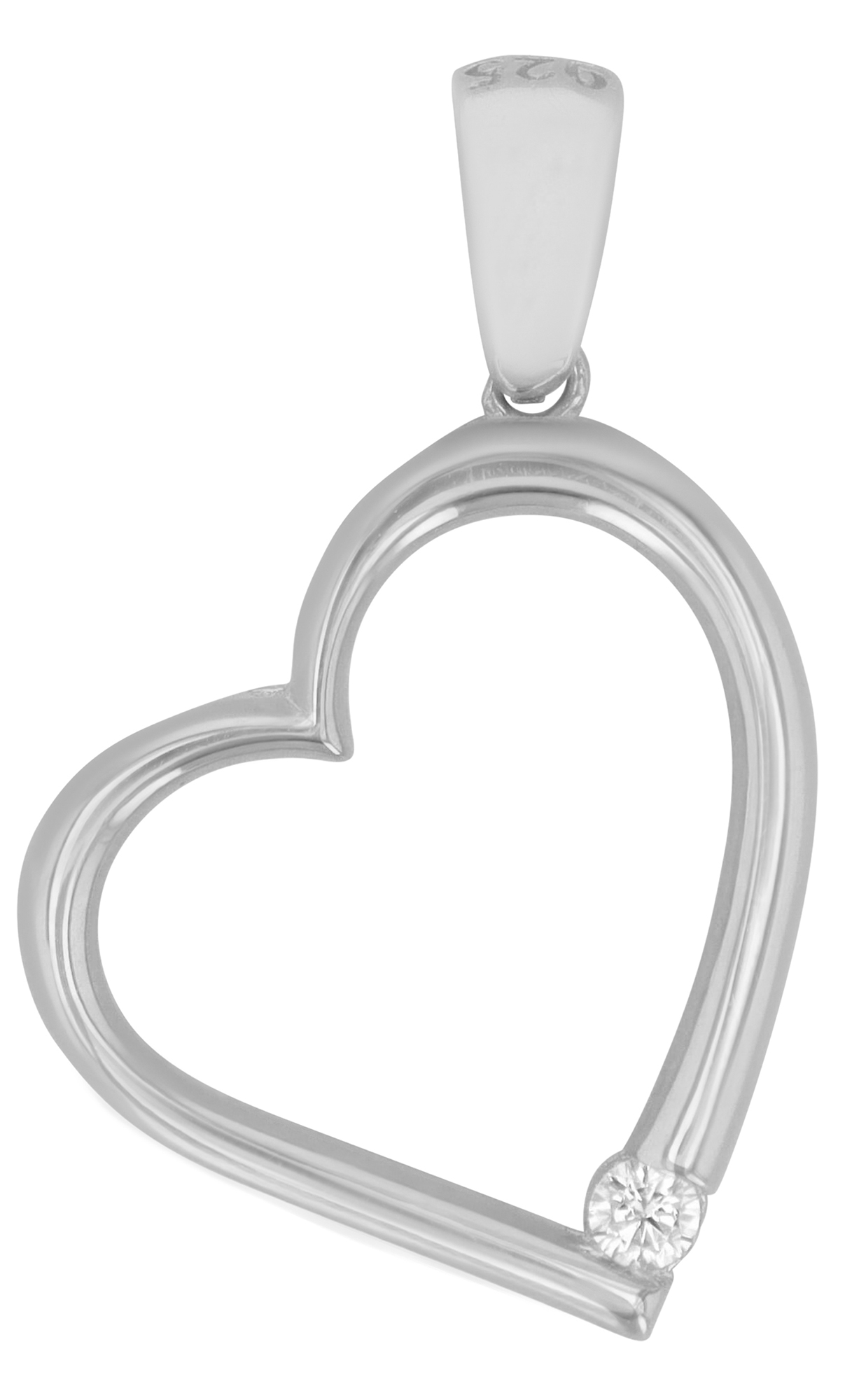 "Dania" 925/- Echt Silber Anhänger, Herz, silberfarben rhodiniert