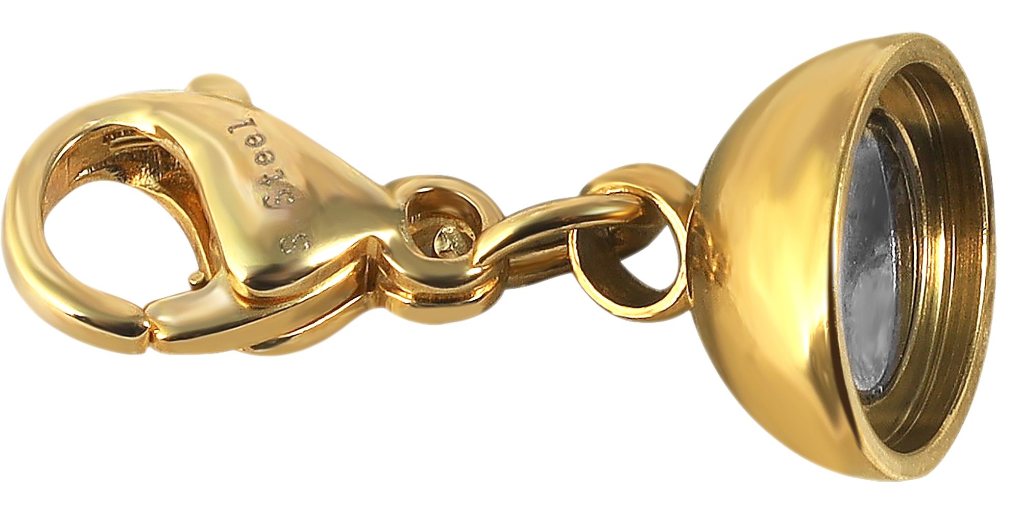 Magnetschließe rund mit 2  Karabinern, Edelstahl, IPG,  Kugel Durchmesser  8 mm
