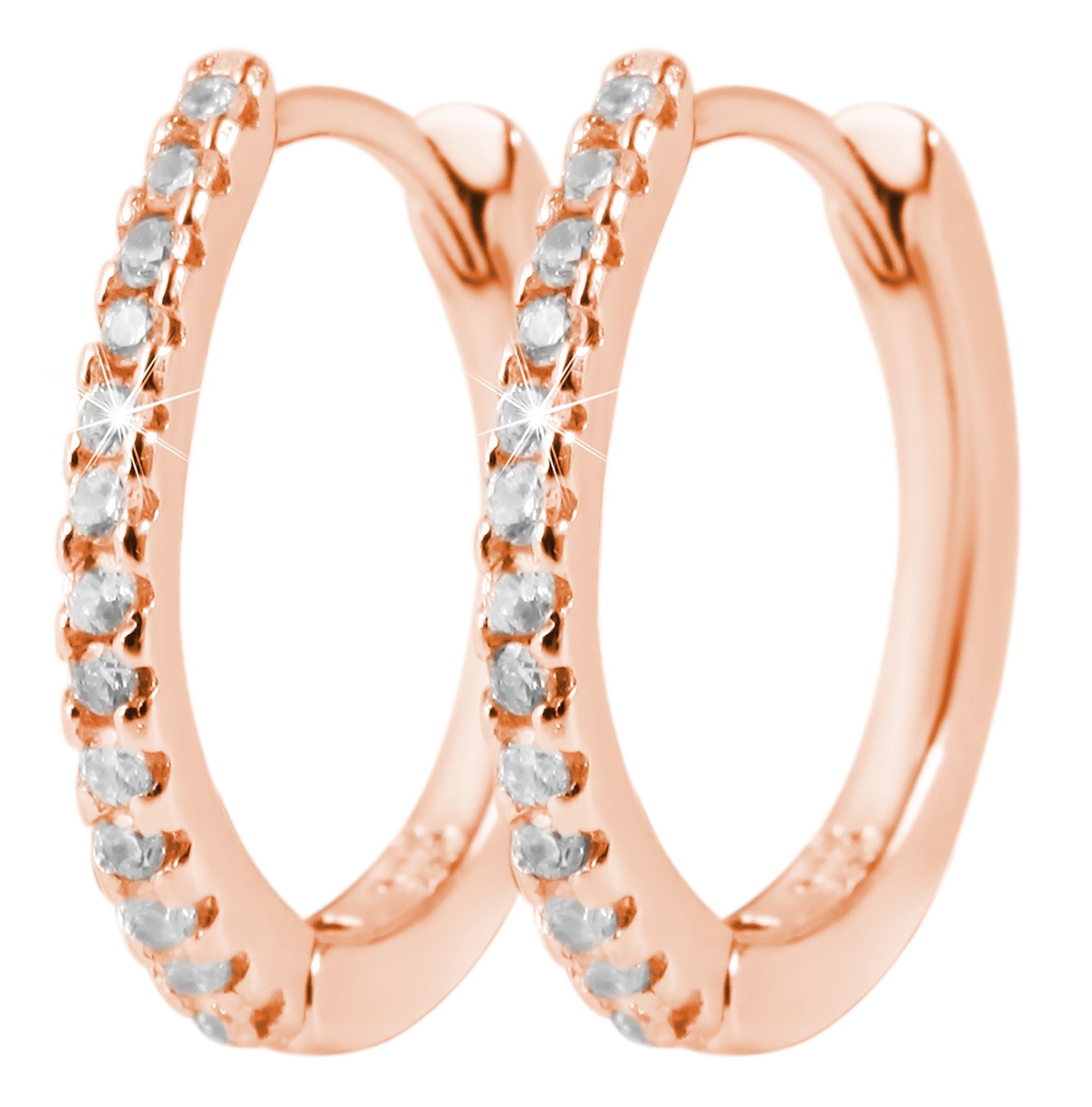 "Finja", 925/- Echt Silber Klappcreolen mit Zirkoninabesatz, rosévergoldet