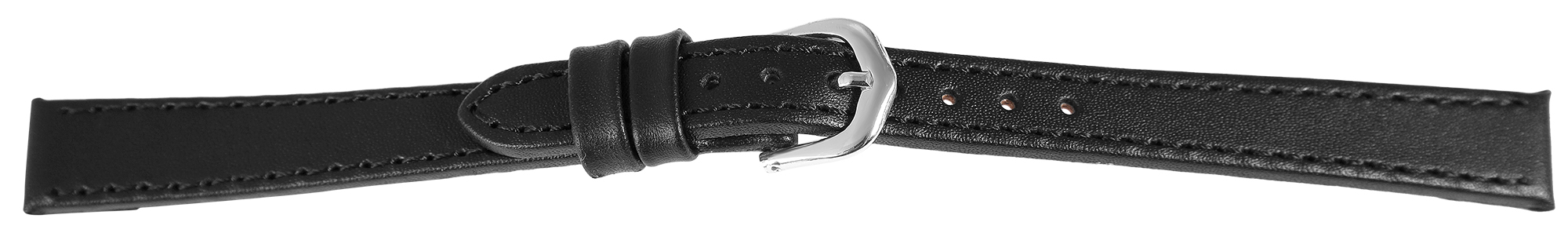 Echtleder-Uhrenarmband "super-soft", schwarz, Naht, 12 mm