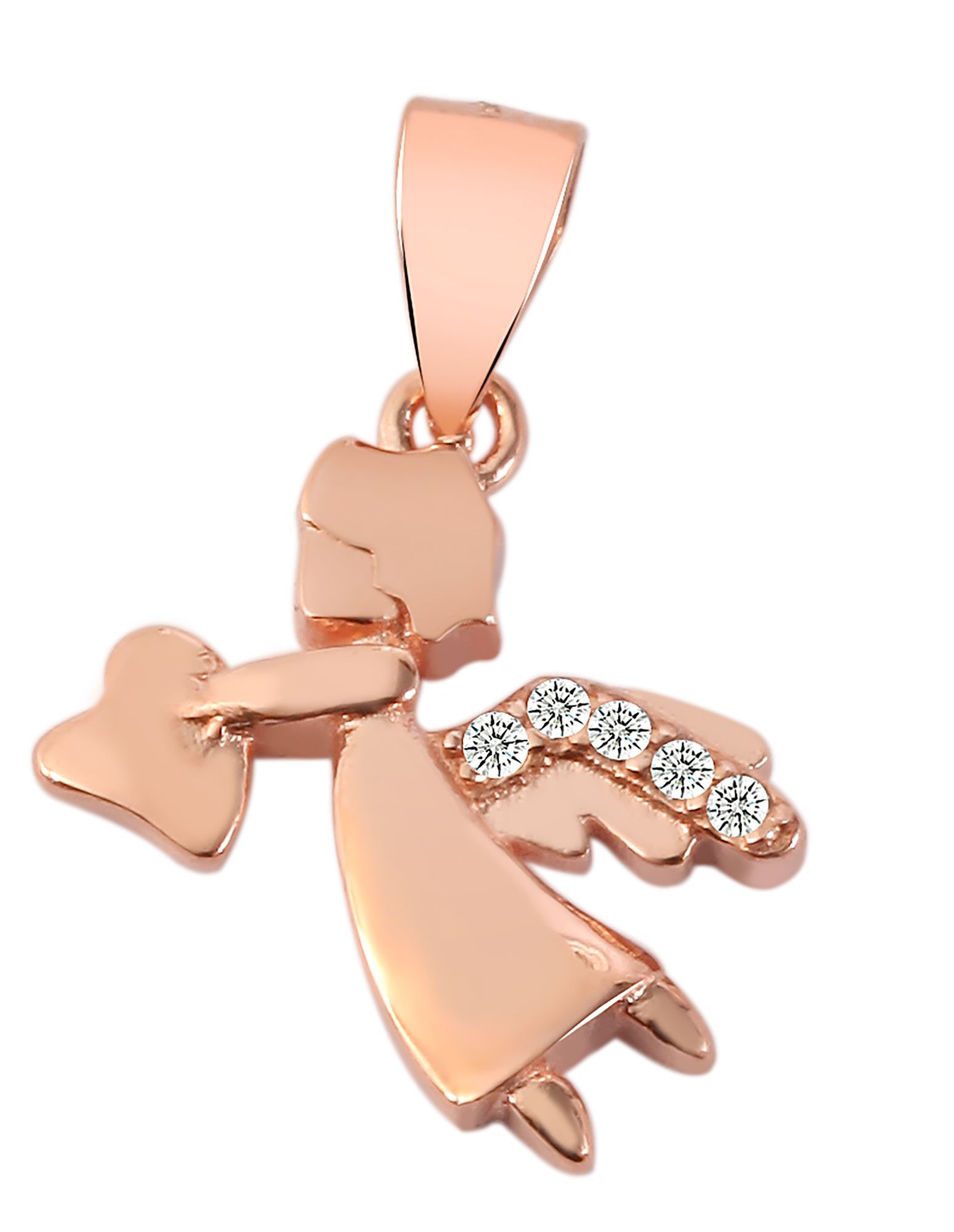 925/- Echt Silber Anhänger ohne Kette "Duska", Engel, Zirkoniabesatz, rosévergoldet