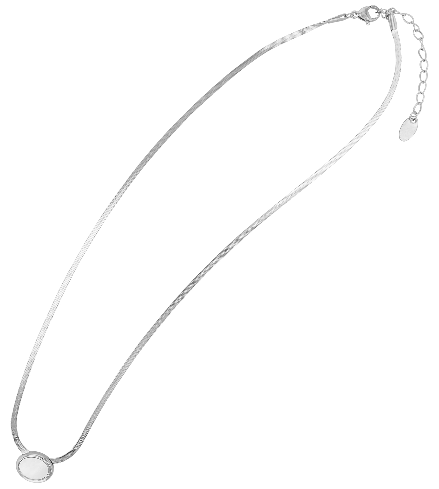 "Adwoa" Edelstahlkette mit Perlmutt Anhänger, 42 + 5 cm