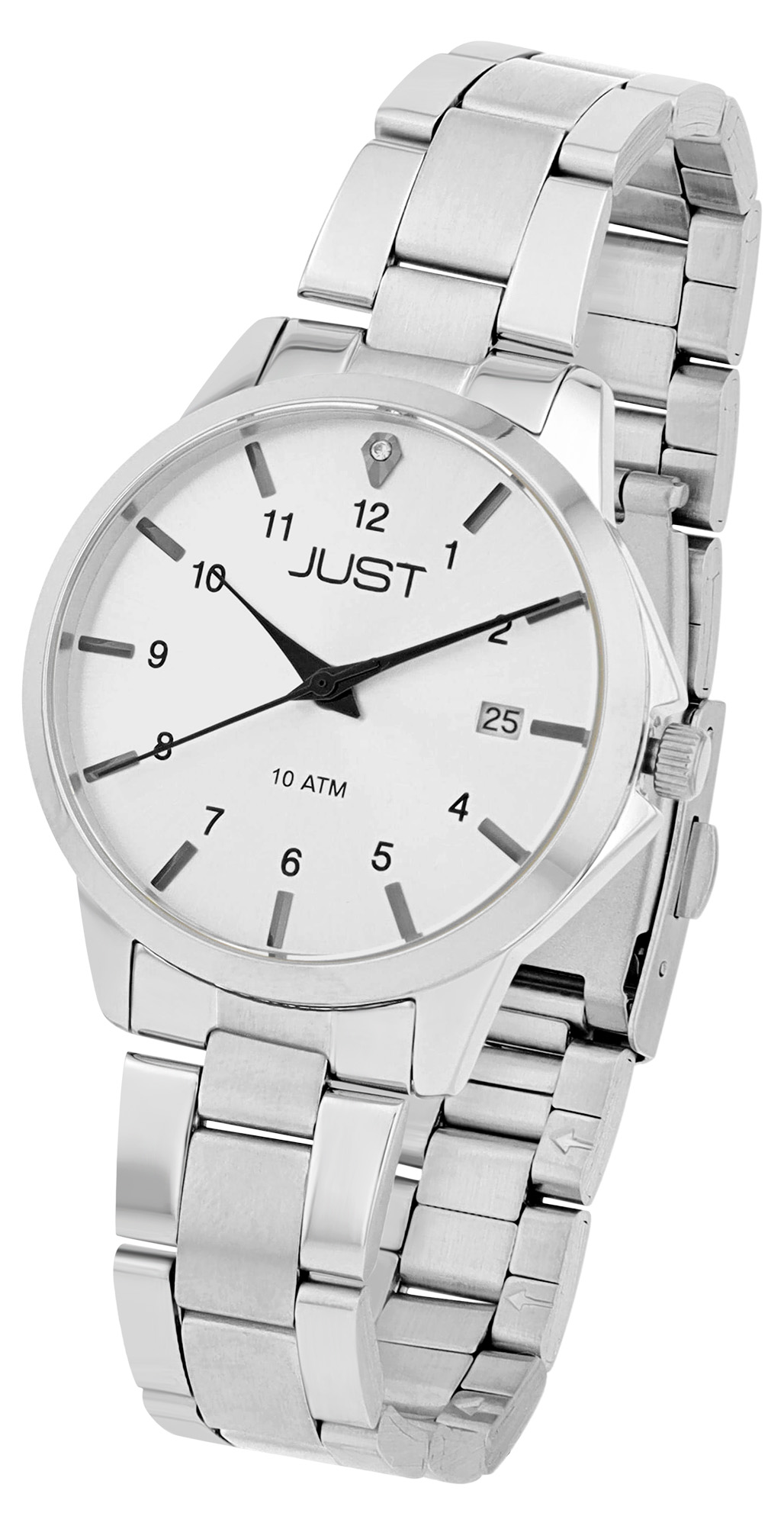 JUST Damenuhr "Amely" mit Edelstahlarmband, Ø 34 mm, 10ATM, silberfarben
