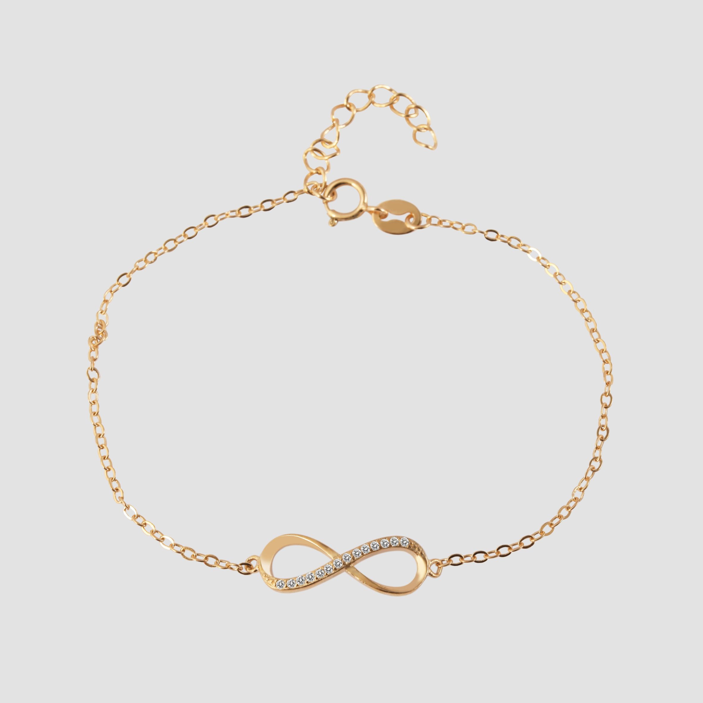 "Florica" 925/- Echt Silber Armband 17 + 3 cm, Infinity , Zirkoniabesatz, vergoldet