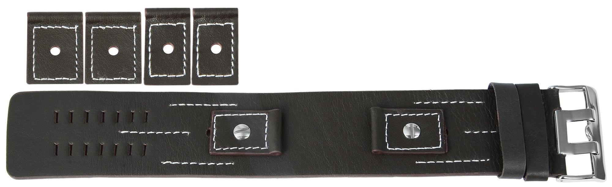 Echtleder-Uhrenarmbänder im Set, dunkelbraun, 18 mm + 20 mm + 22 mm