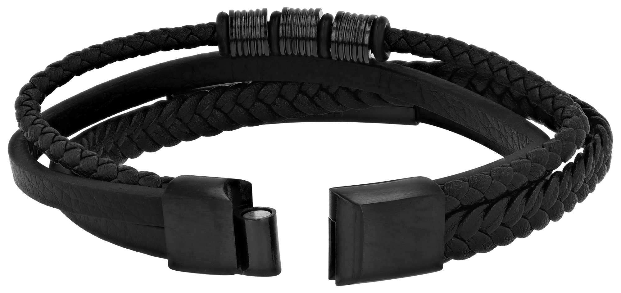 "Ryze" Akzent Armband aus Echtleder, gravurfähig, schwarz, 21 cm