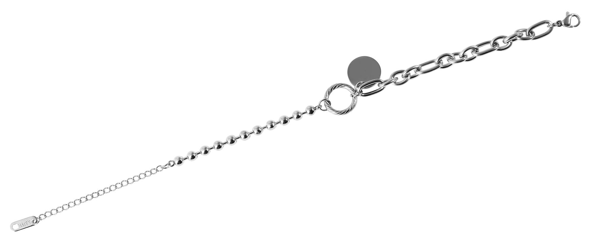 "Baiba" Edelstahl Armband mit Gravurmünze, 17+3 cm, silberfarben