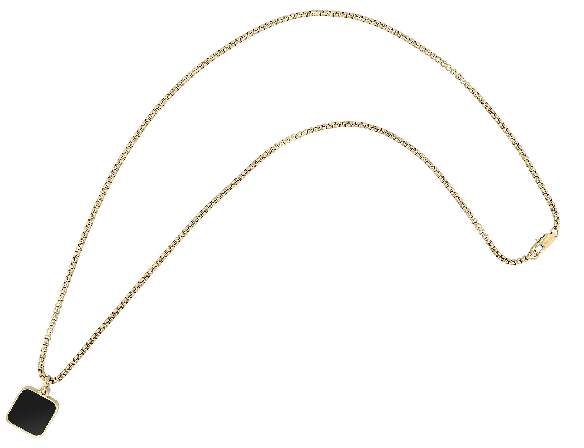 "Naturella", Edelstahl Kette mit Naturstein-Anhänger, 61 cm, goldfarben/ schwarzer Achat
