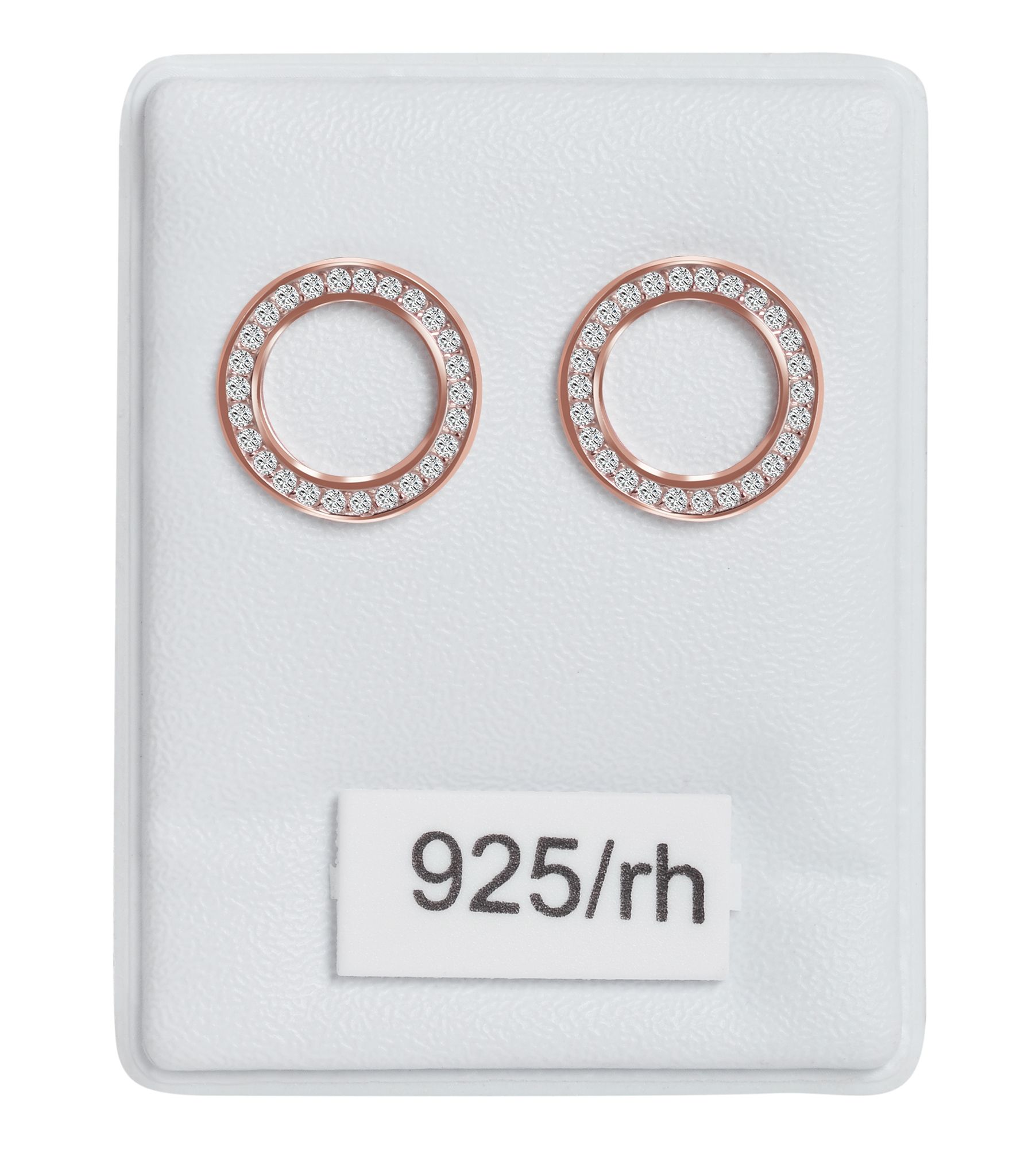 925/- Echt Silber Ohrstecker "Florence", Zirkoniabesatz, rund, rosévergoldet