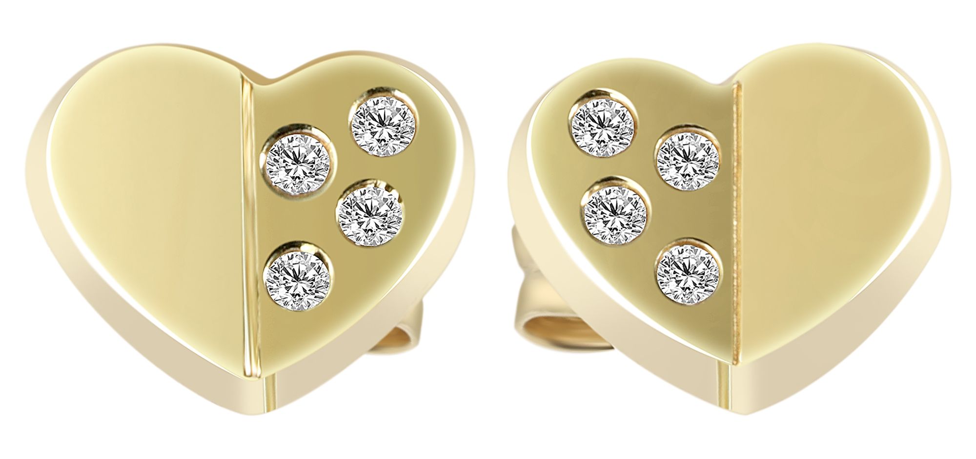 333/- Gold "Ankil" Ohrstecker Herz mit Zirkoniabesatz, Gelbgold, 8 Karat, Kinder