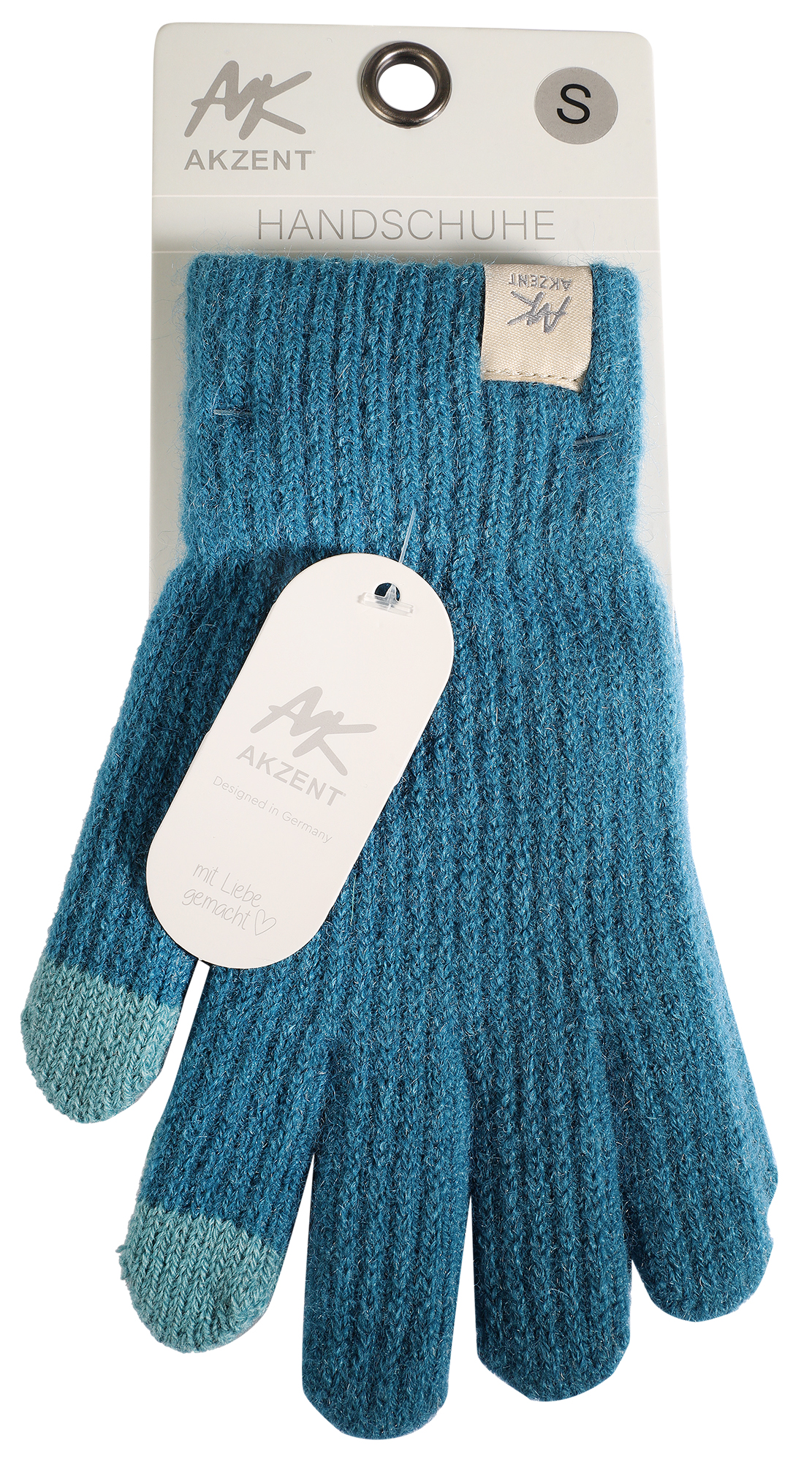 Damen-Handschuhe, Gr S, blau, Touch-Finger, 100% Polyester, VE-4
