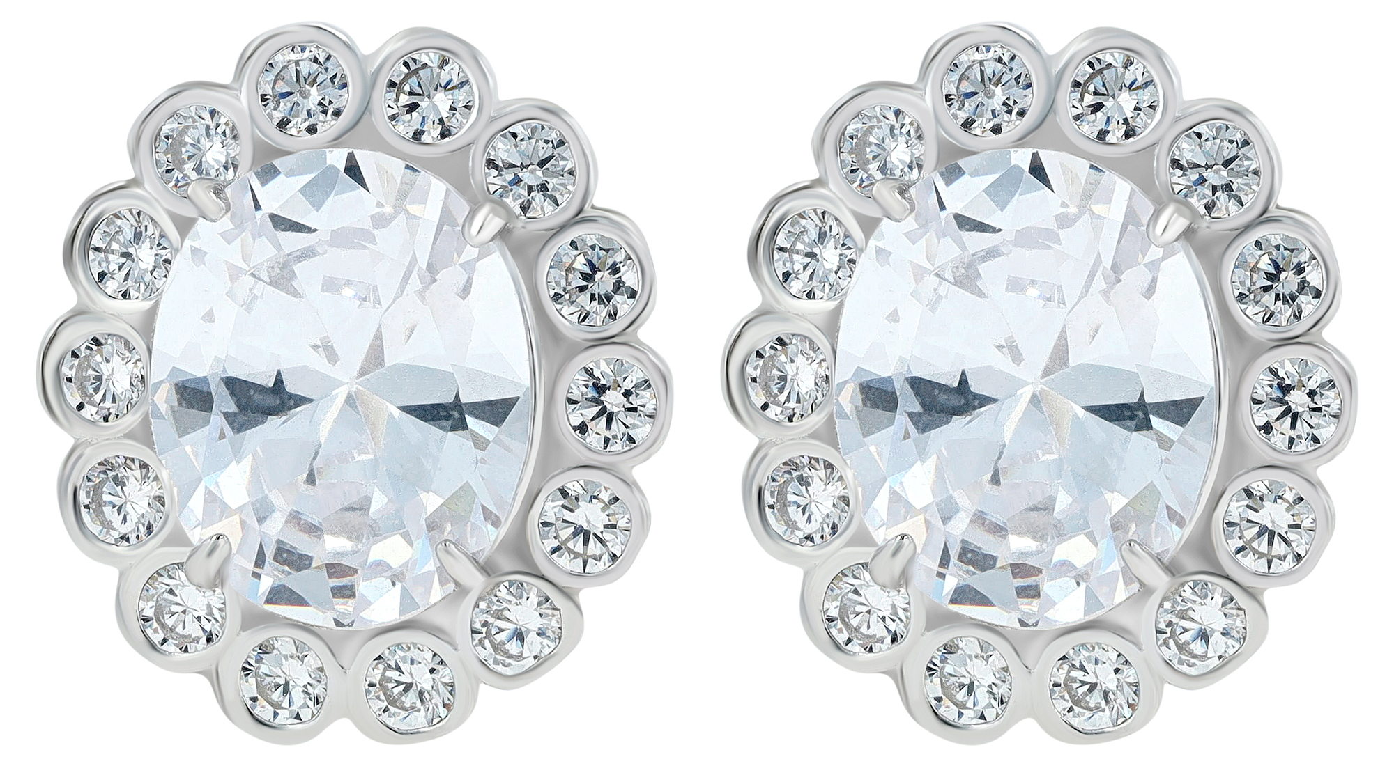 "Effie" 925/- Echt Silber Ohrstecker, Zirkon, rhodiniert