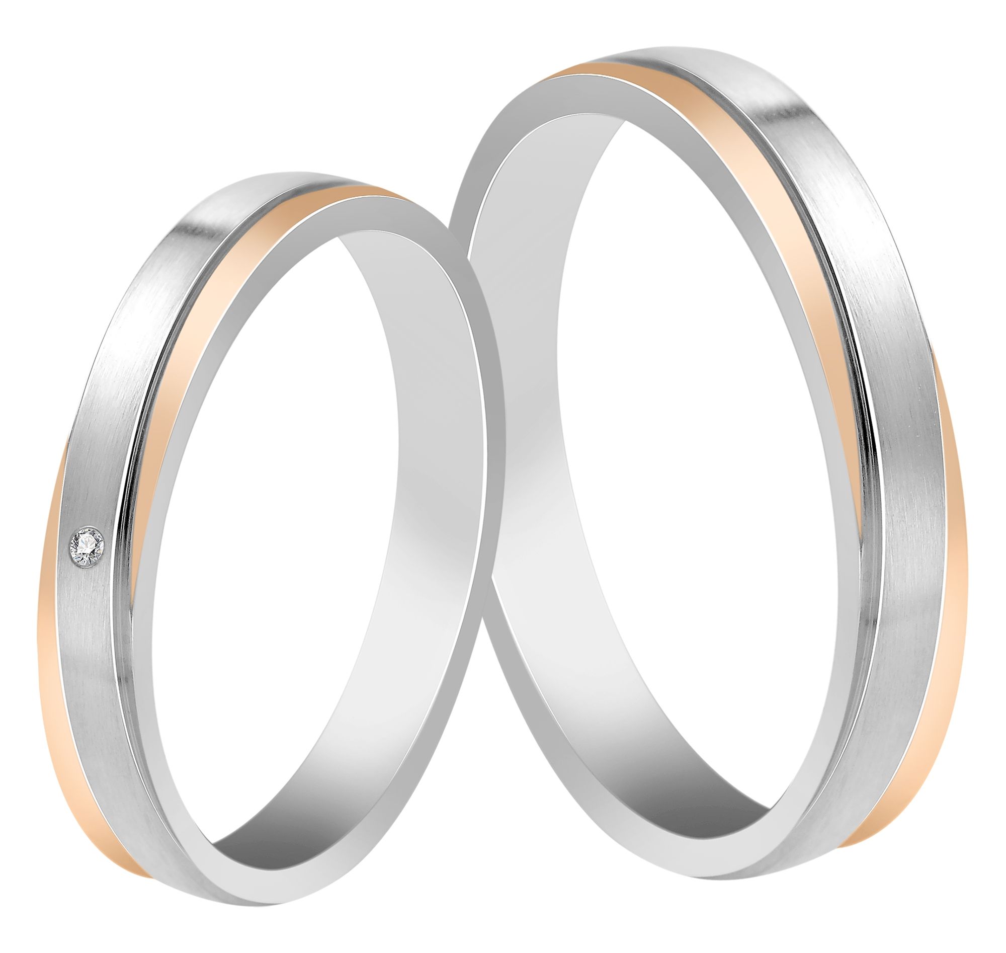"Unity of Two" Herren-Partnerring Gr 58, Edelstahl, bicolor