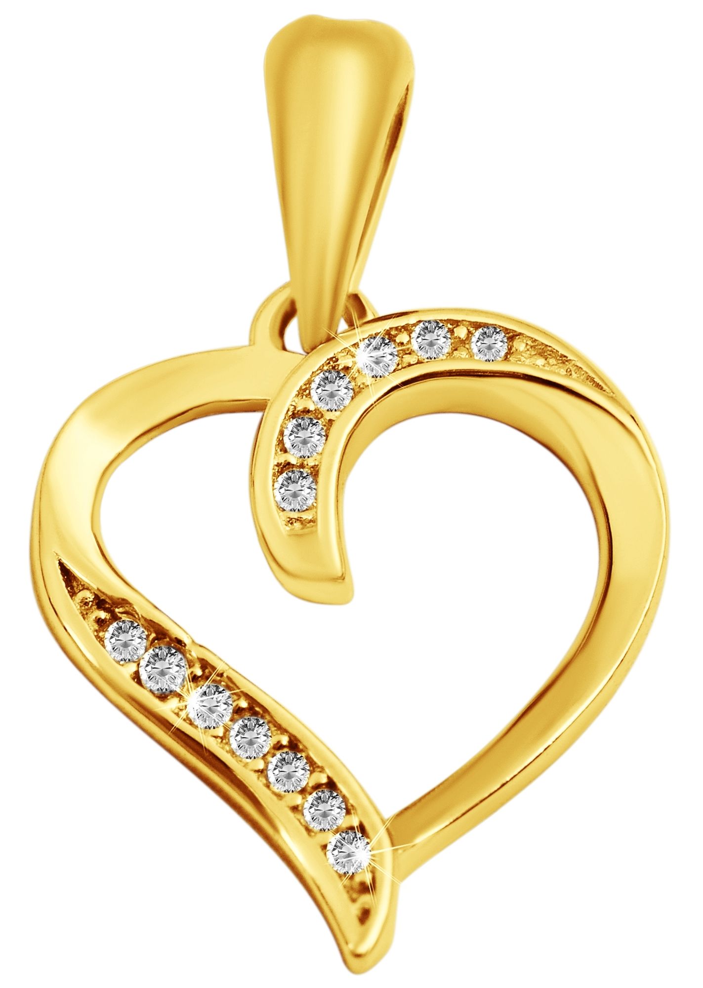 "Helina", 925/- Echt Silber Anhänger, Herz, Zirkonia, vergoldet