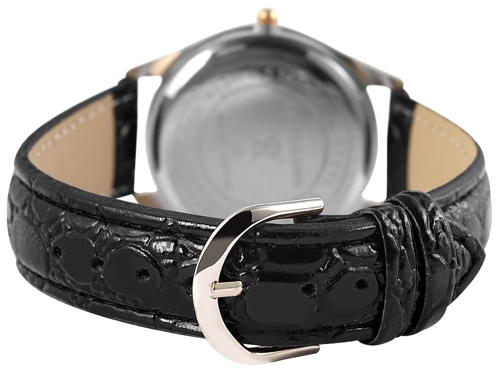 Excellanc Damenuhr mit Lederimitationsarmband, schwarz/bicolor