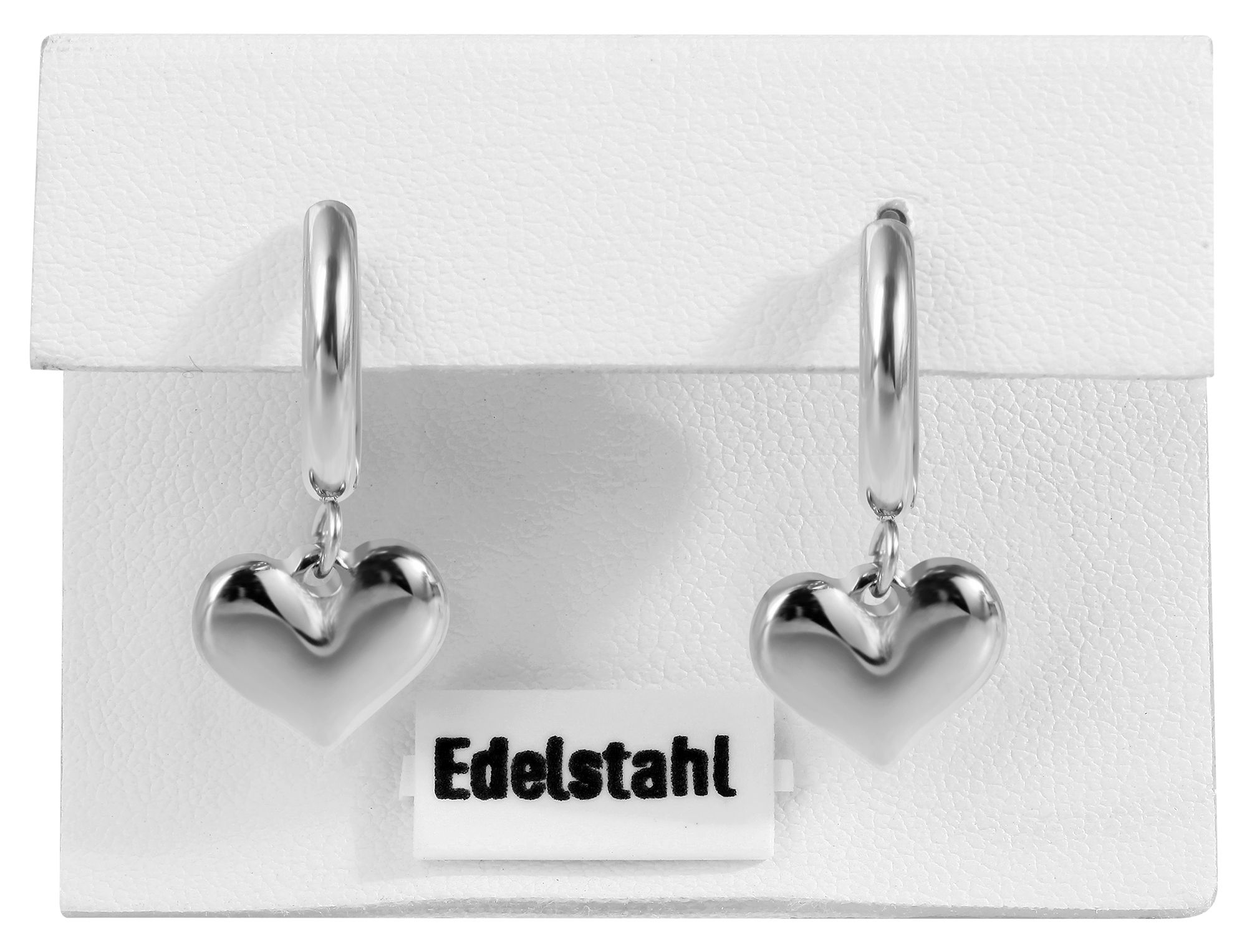 Akzent Creolen, Edelstahl, Herzanhänger, silberfarben