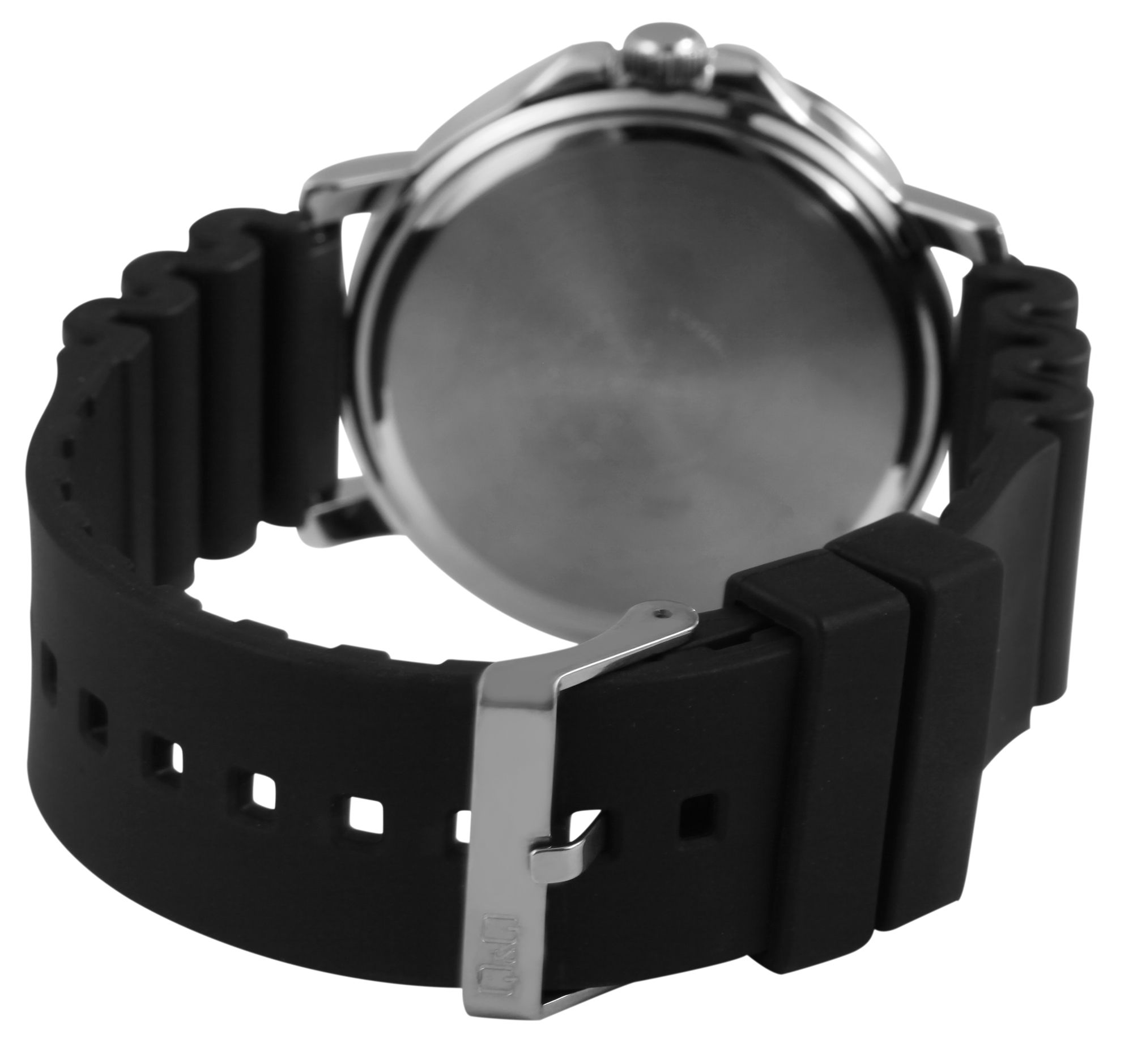 Q&Q Herrenuhr mit Silikonarmband, 5 bar, schwarz/blaues ZB