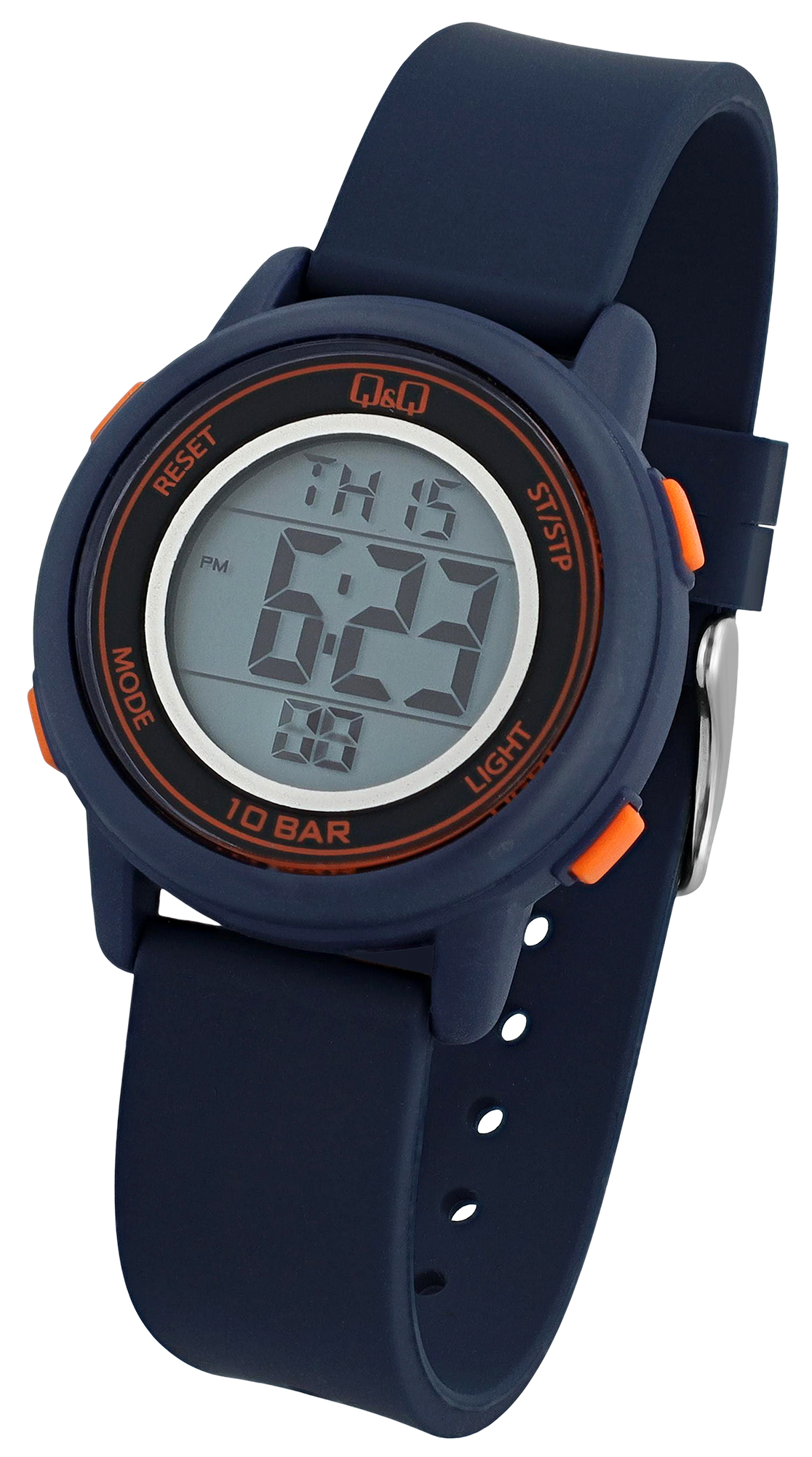 Q&Q Kinder/ Jugend Digitaluhr, Resinband, Ø 34 mm, blau (orange)
