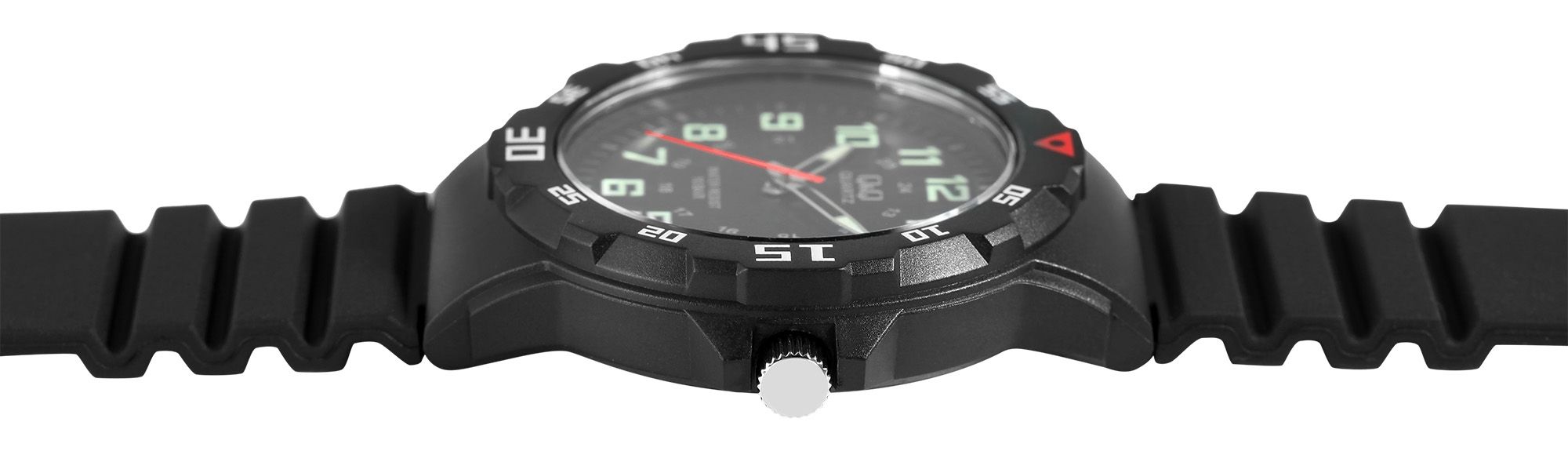 Q&Q Herrenuhr mit Silikonarmband, Ø 43 mm, schwarz