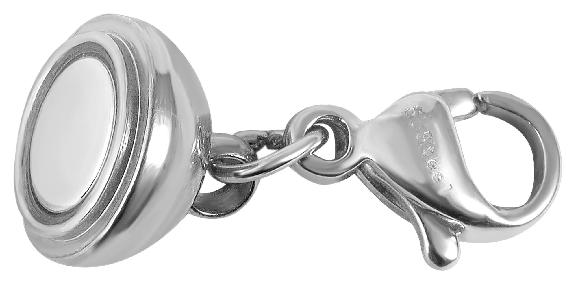 Magnetschließe rund mit 2  Karabinern, Edelstahl,  Kugel Durchmesser 8 mm