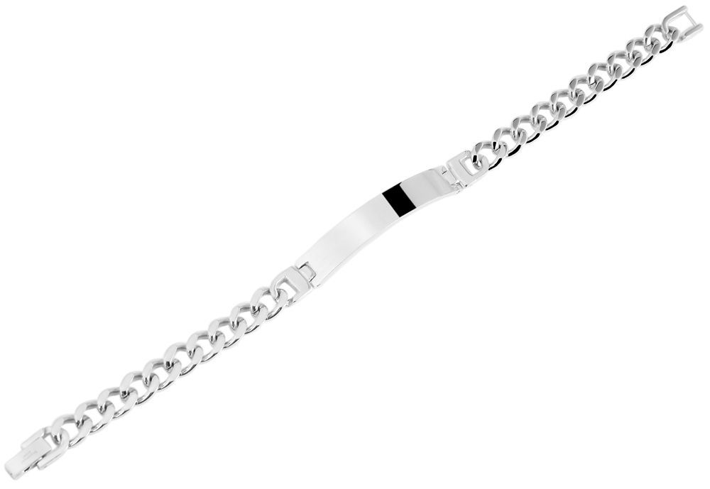 Akzent Panzerketten-Armband aus Edelstahl mit Gravurplatte, silberfarbig
