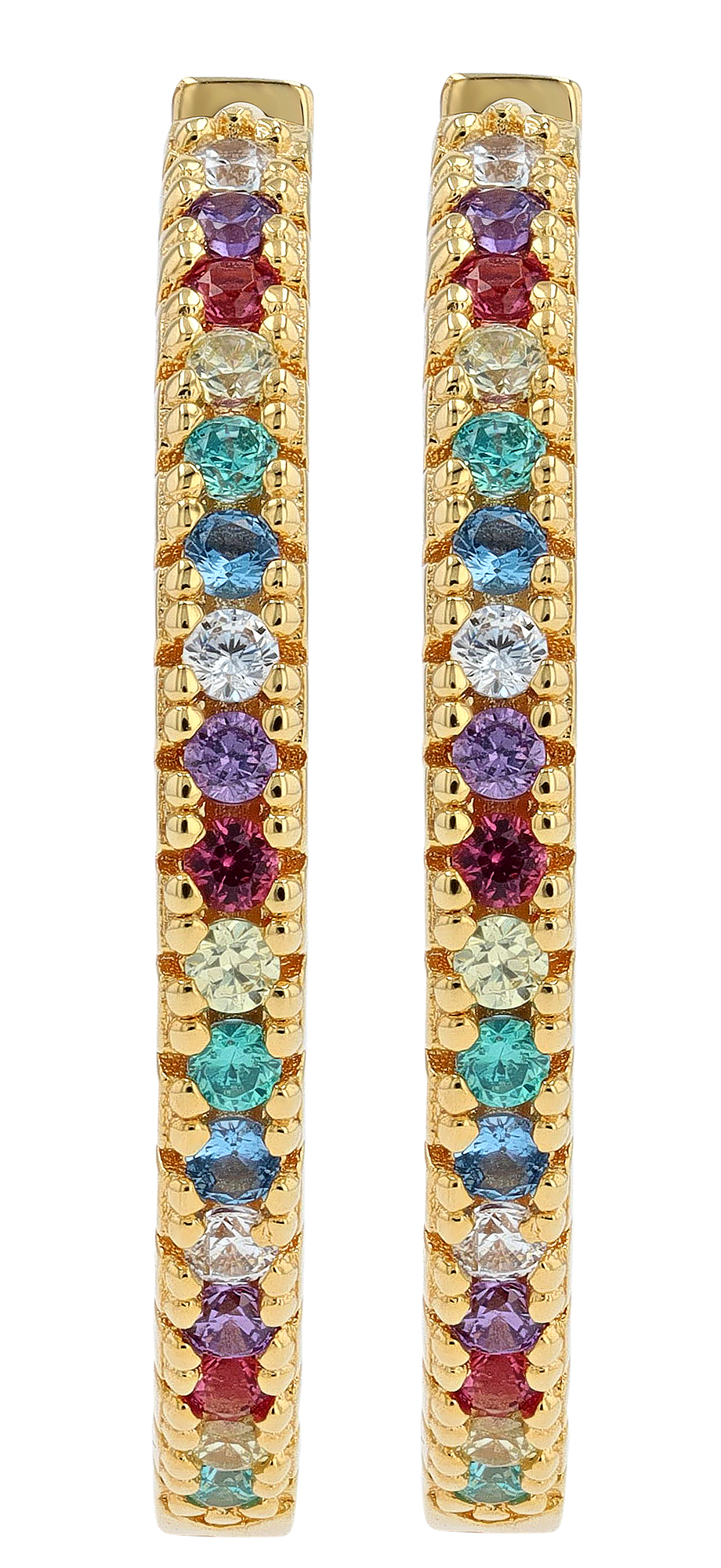Sif Jakobs Jewellery 925/- Echt Silber Creolen "Ellera X-Grande" Ø 20 mm, bunte Zirkonia, vergoldet